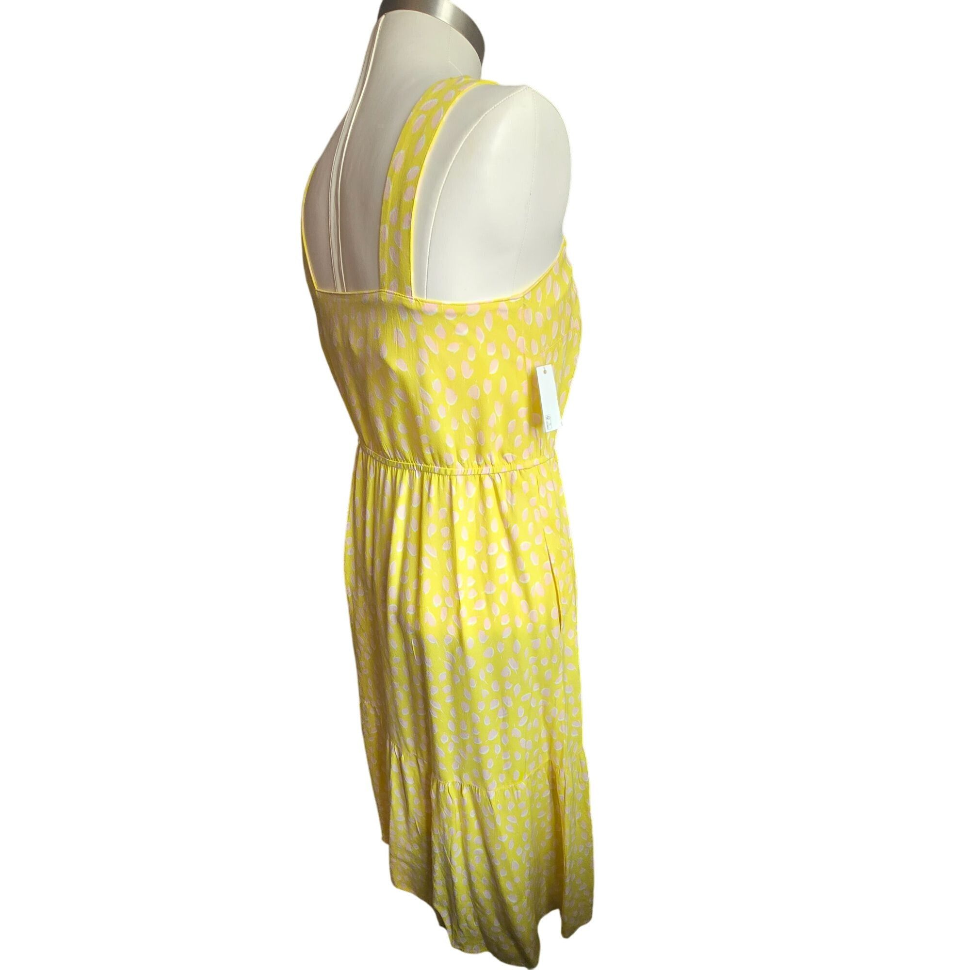 Other Yellow Sleeveless Maxi Dress With Pink Leaf Print & Elastic Size M / US 6-8 / IT 42-44 - 7 Thumbnail