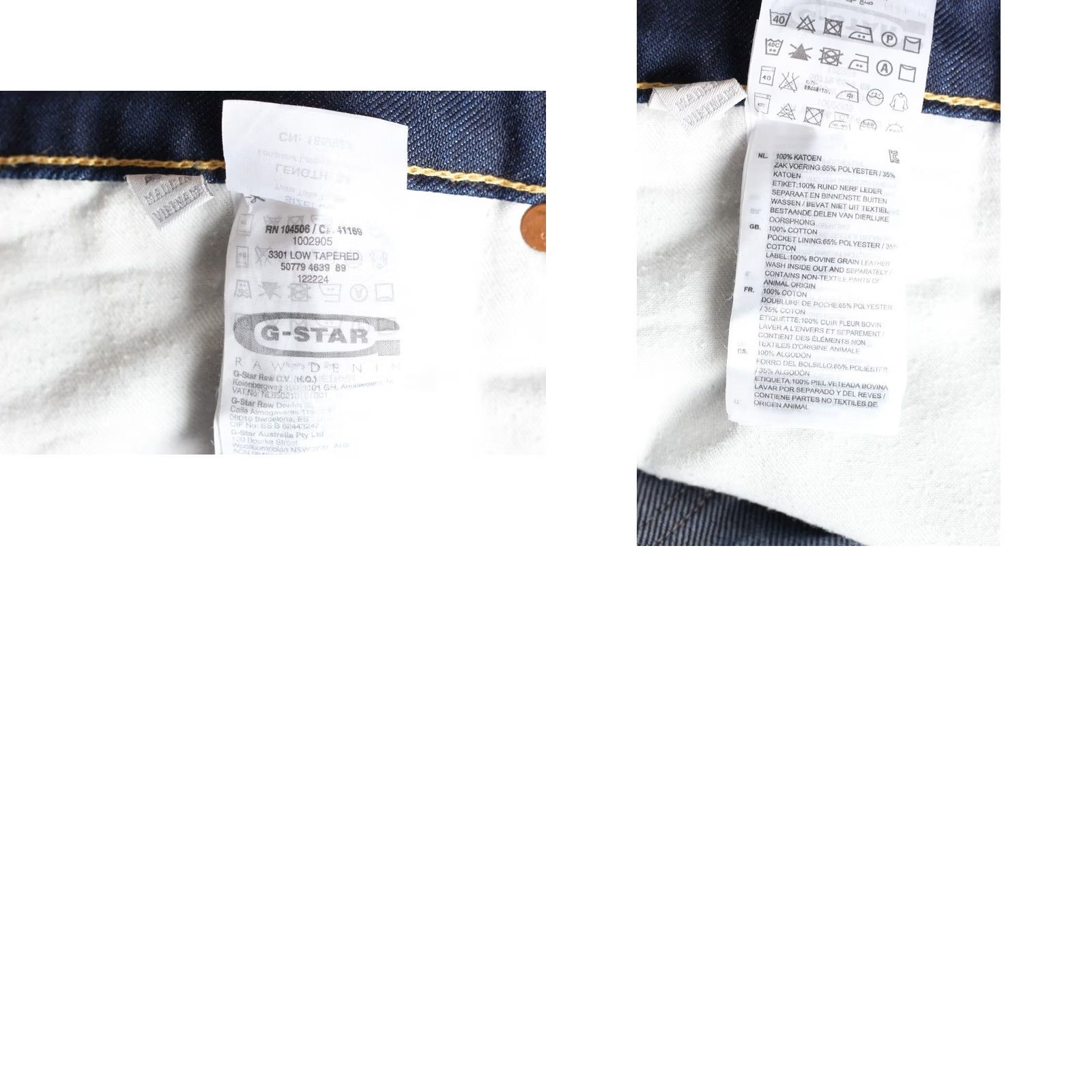 G-Star G-Star 3301 LOW TAPERED Jeans Men 36x34 DZ8281 Blue Denim 5-Pocket Design Regular Rise Mid 10-12in Slim Tapered Clothing Mens Jeans Size US 36 / EU 52 - 8 Thumbnail