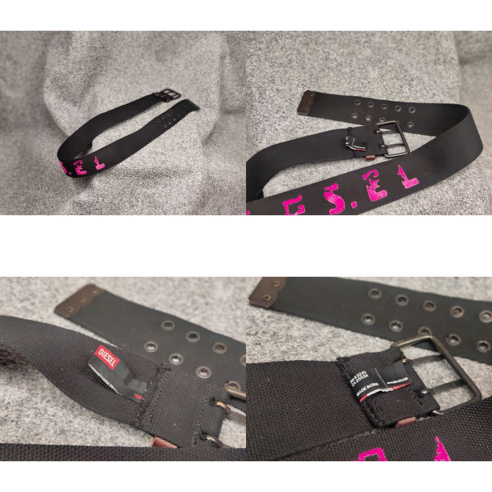 Diesel VINTAGE Diesel Chunky Belt Black Logo Y2k Style Men Belt Elegant 90s Designer Adjustable Buckle Leather Cotton One Size GIft Size ONE SIZE - 8 Thumbnail