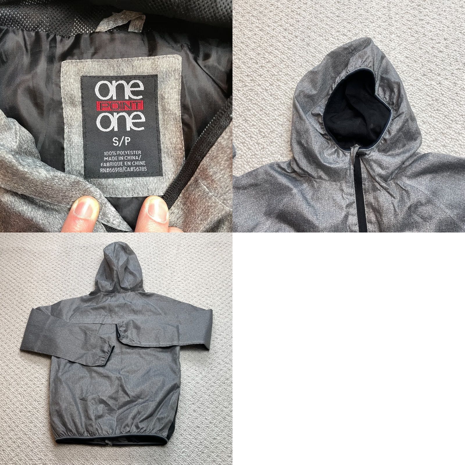 Vintage VINTAGE? No — One Point One Windbreaker Jacket Mens S Gray Hooded Full Zip Pockets Light Jacket Size US S / EU 44-46 / 1 - 8 Thumbnail