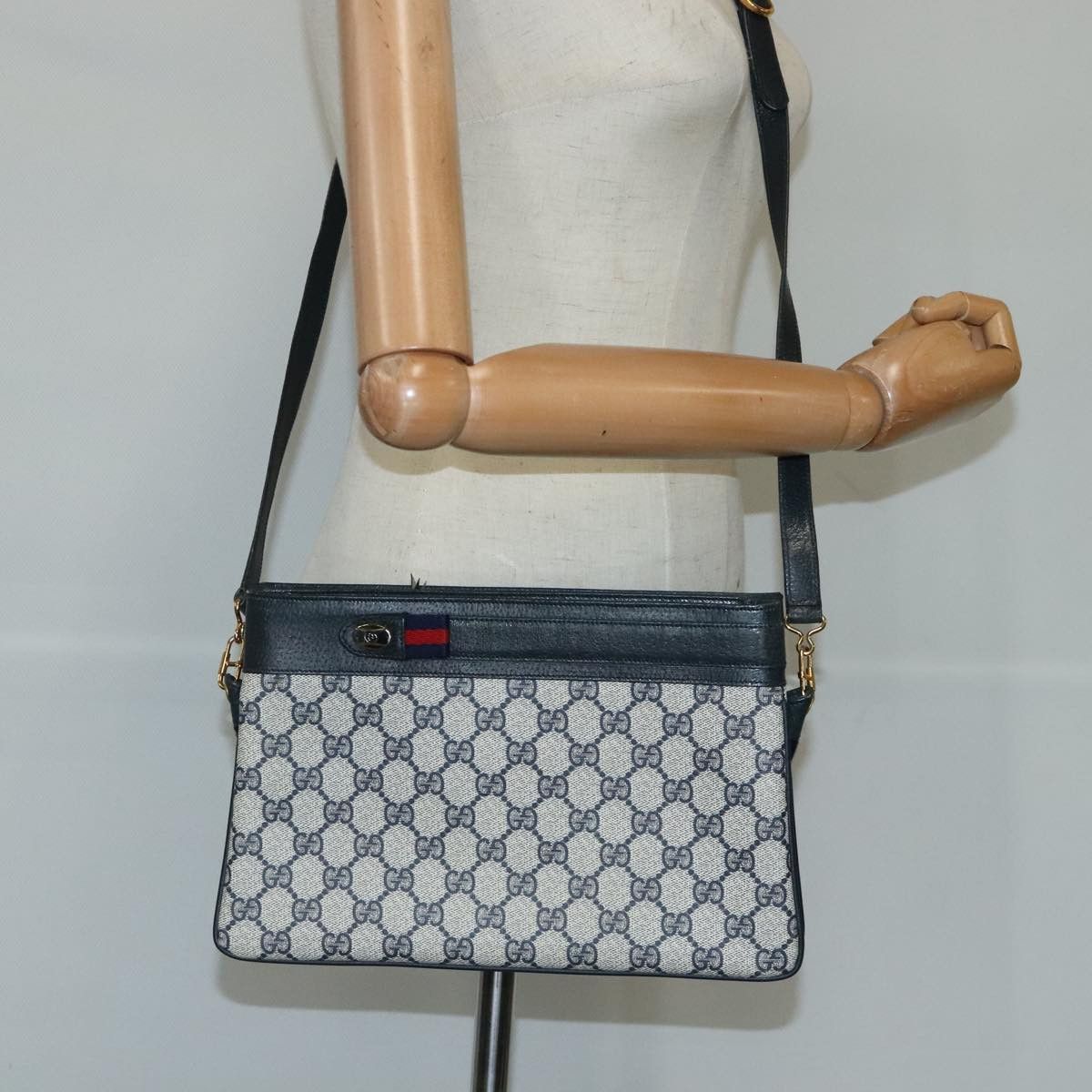 Gucci GUCCI GG Supreme Sherry Line Shoulder Bag Pvc Navy Gold Size ONE SIZE - 22 Thumbnail