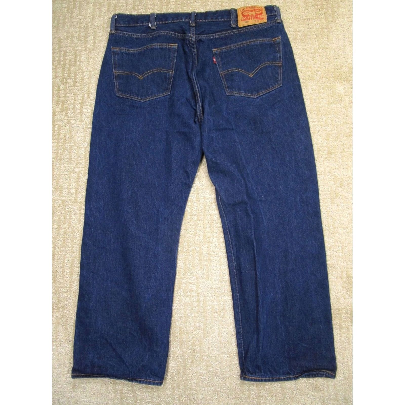 Levi's LEVIS 501 Jeans Men 42x30 Blue Button Fly Original Fit Pants Dark Wash Denim Jeans Size US 42 / EU 58 - 3 Thumbnail