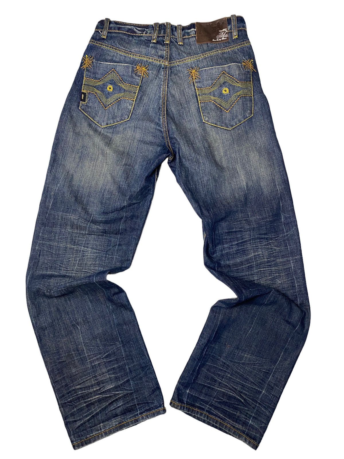 If Six Was Nine 2000's Akademiks Flared Tribal Seawash Jeans Size US 34 / EU 50 - 12 Thumbnail