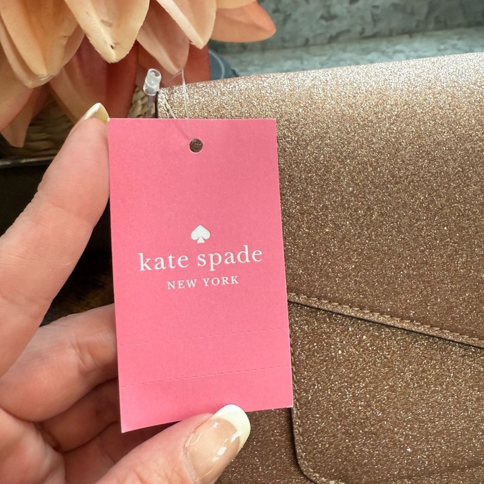 Kate Spade KATE SPADE Rosegold Glitter Fabric Flap Crossbody Size ONE SIZE - 3 Thumbnail
