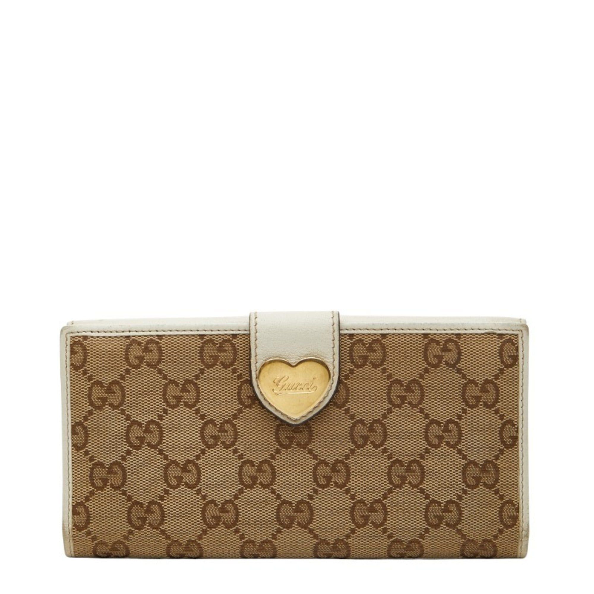 Gucci Gucci GG Canvas Double Hook Long Wallet 203550 White Beige Leather Women's GUCCI Size ONE SIZE - 1 Thumbnail