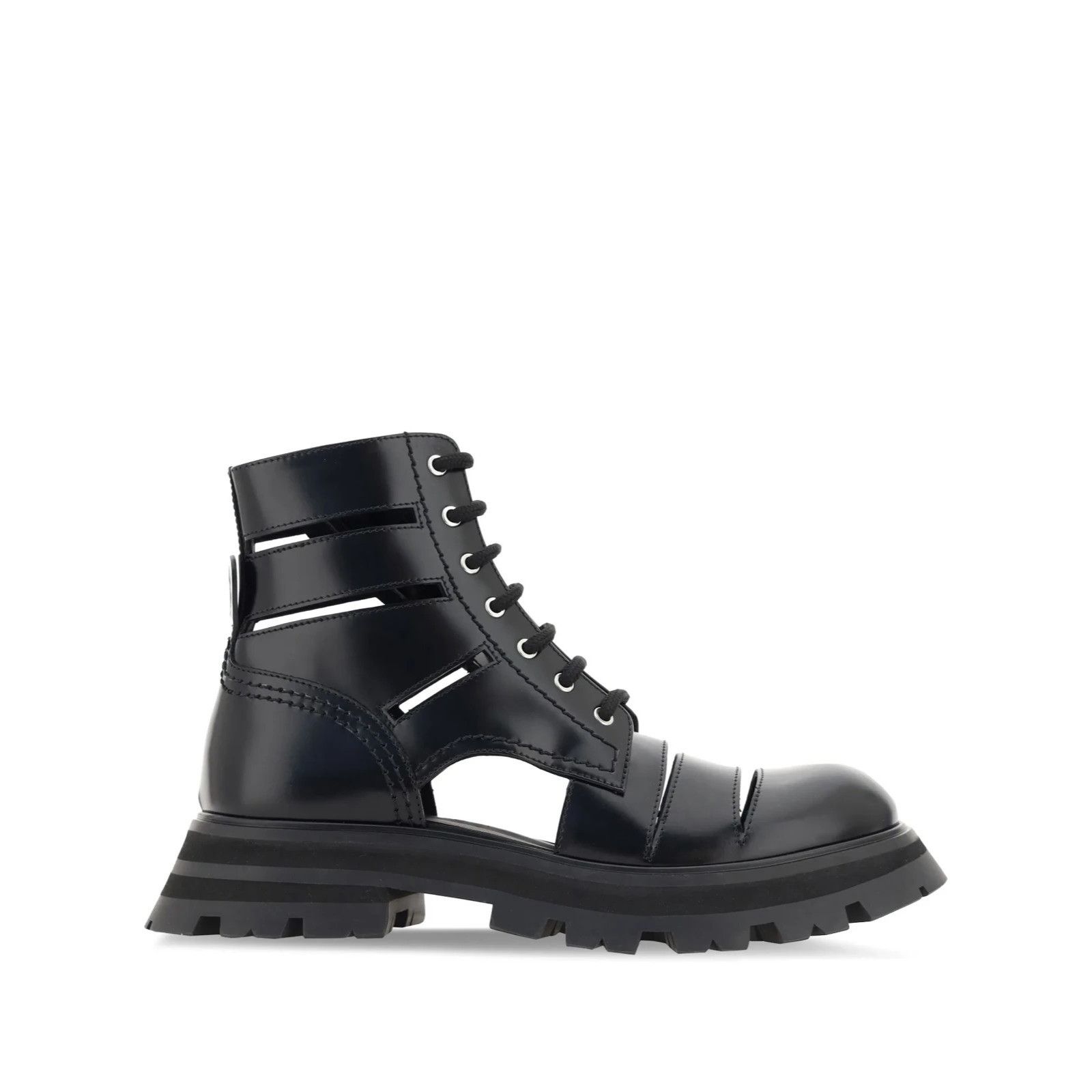 Alexander McQueen NWOT Alexander Mcqueen Women`s Wander Cut-Out Black Leather Size US 7 / IT 37 - 2 Thumbnail