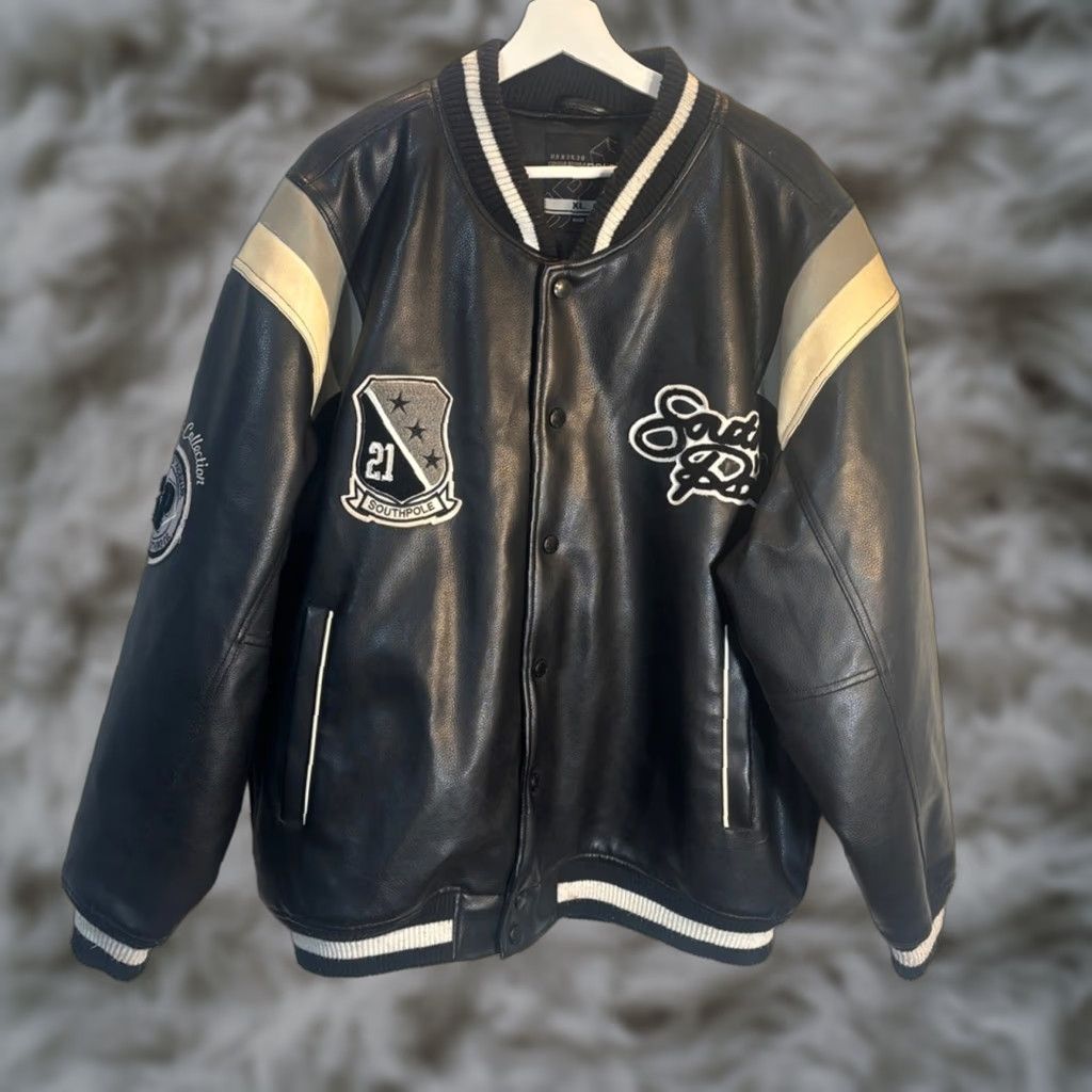 Southpole VINTAGE South Pole Authentic Collection Jacket Bomber Jacket Unisex Adults XL Black Leather-look PVC Urban 2000s Sportswear Mens Women? Size US XL / EU 56 / 4 - 1 Thumbnail