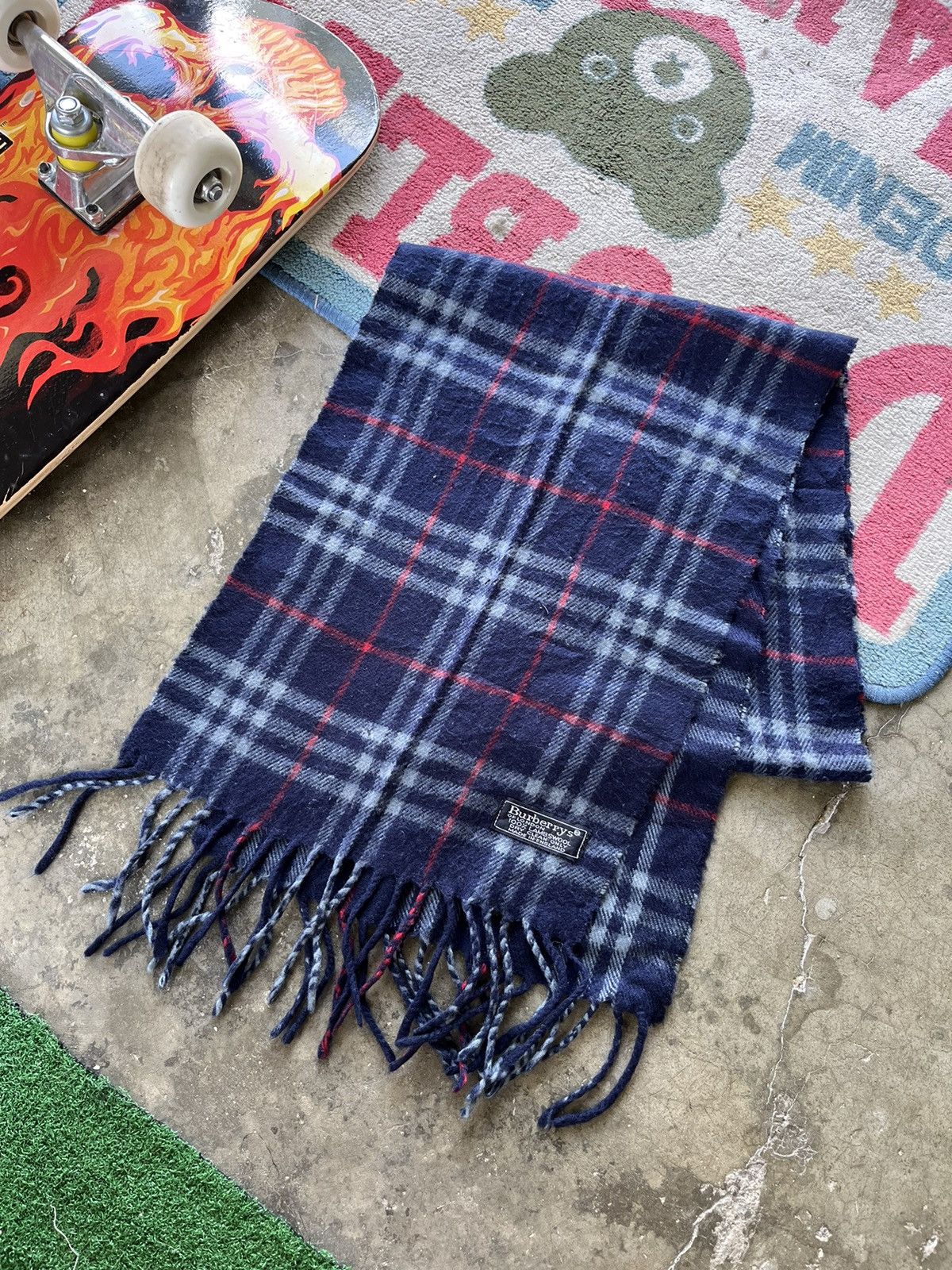 Burberry × Designer × Vintage 🔥Vintage Burberrys Lambswool Checkered Mafla England Size ONE SIZE - 3 Thumbnail