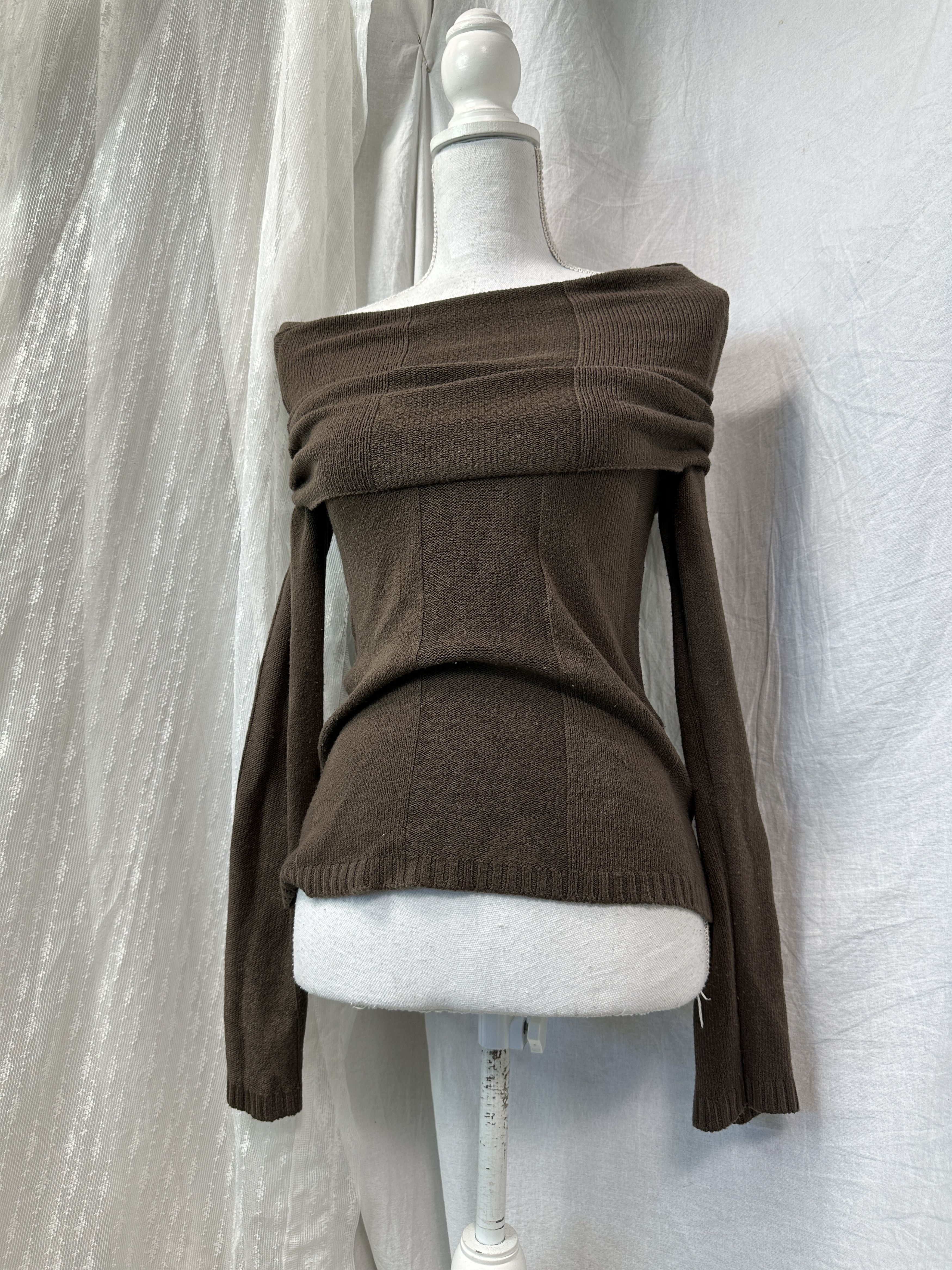 Vintage Vintage Avant Garde Bare Shoulders Big Collar Sweater Y2K Size S / US 4 / IT 40 - 1 Thumbnail