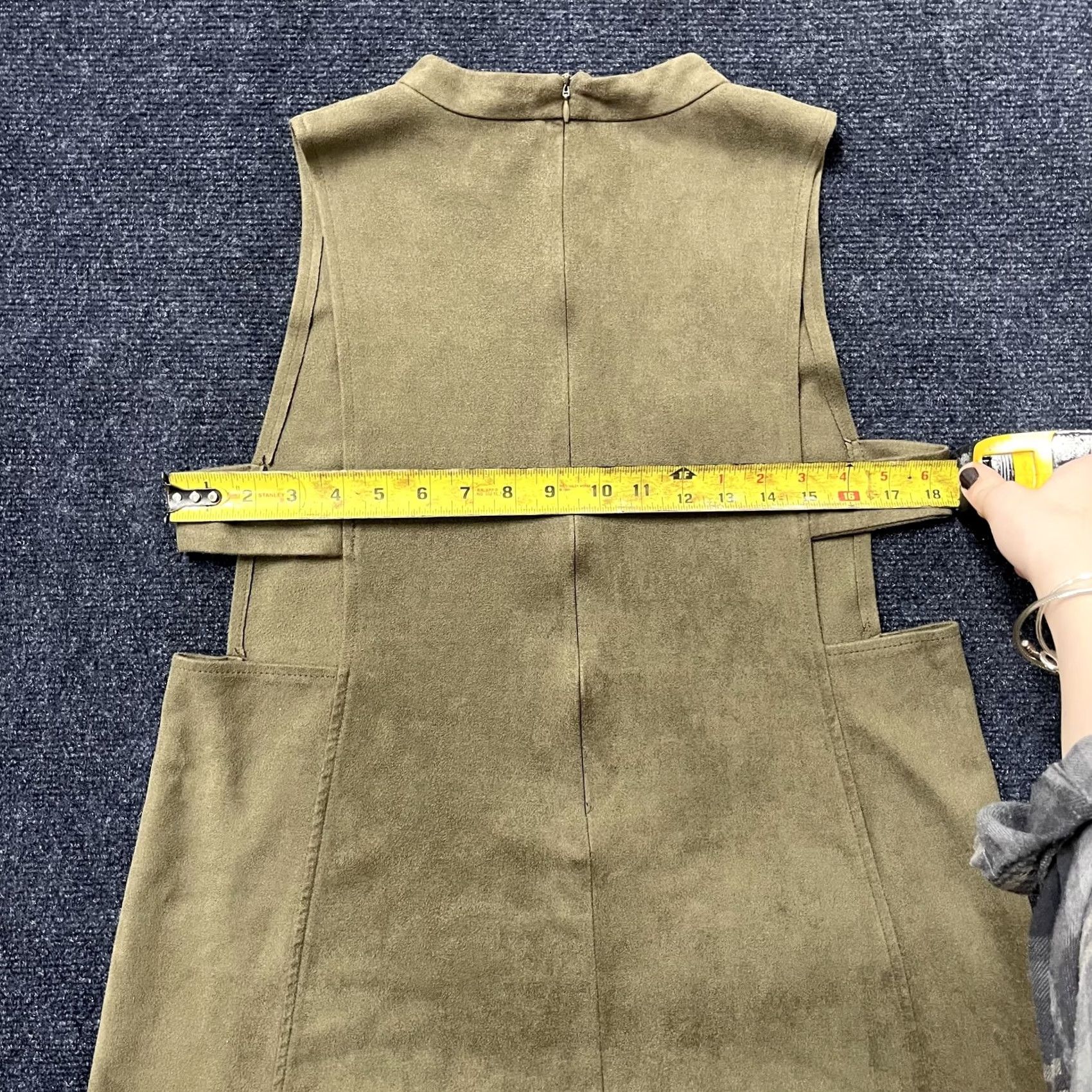 Vintage Wishlist Green Faux Suede Sleeveless Mock Neck Shift Mini Dress Womens Medium Size M / US 6-8 / IT 42-44 - 3 Thumbnail
