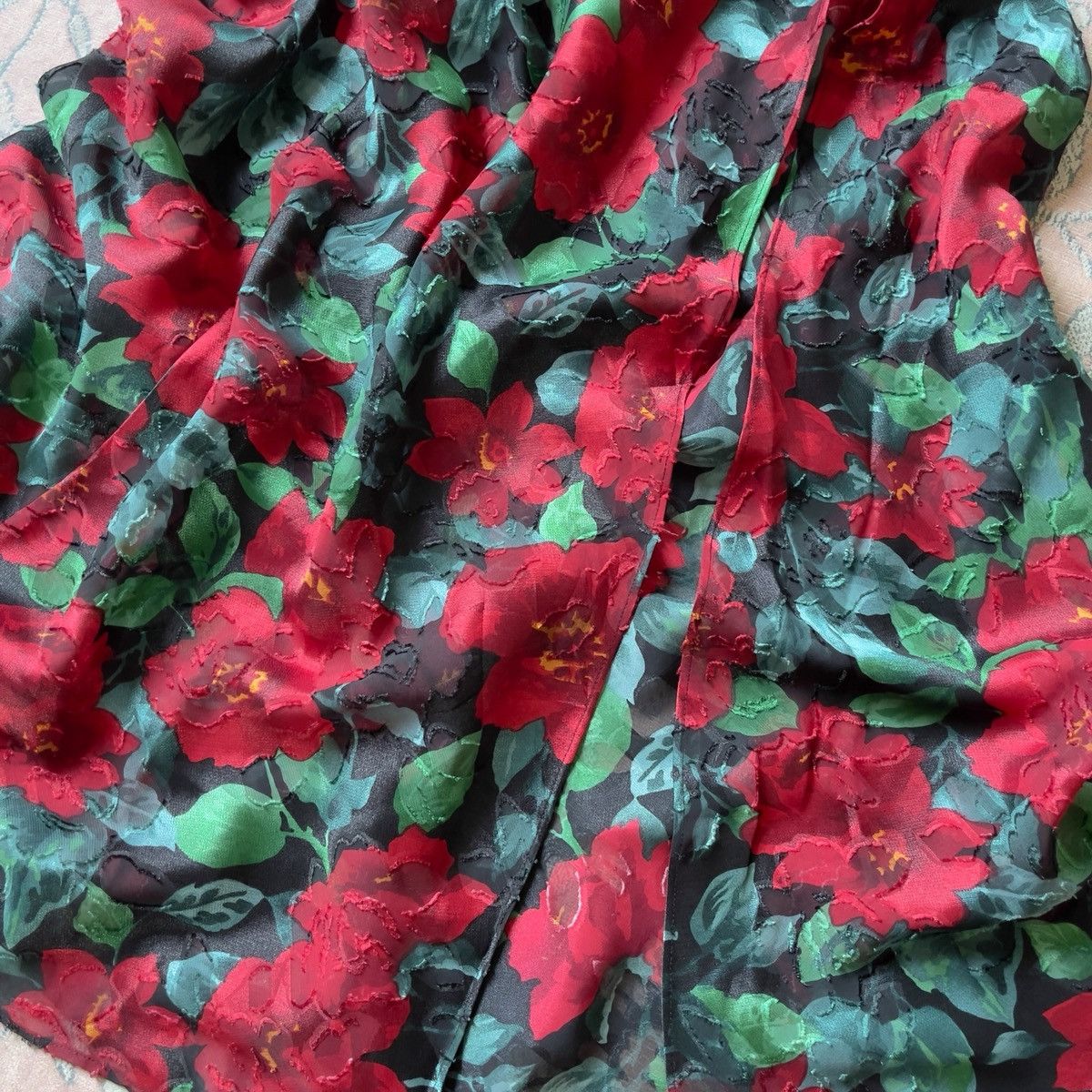 Victoria's Secret Victoria’s Secret 1990s Floral Burnout Maxi Slip Dress (L) Size L / US 10 / IT 46 - 12 Thumbnail