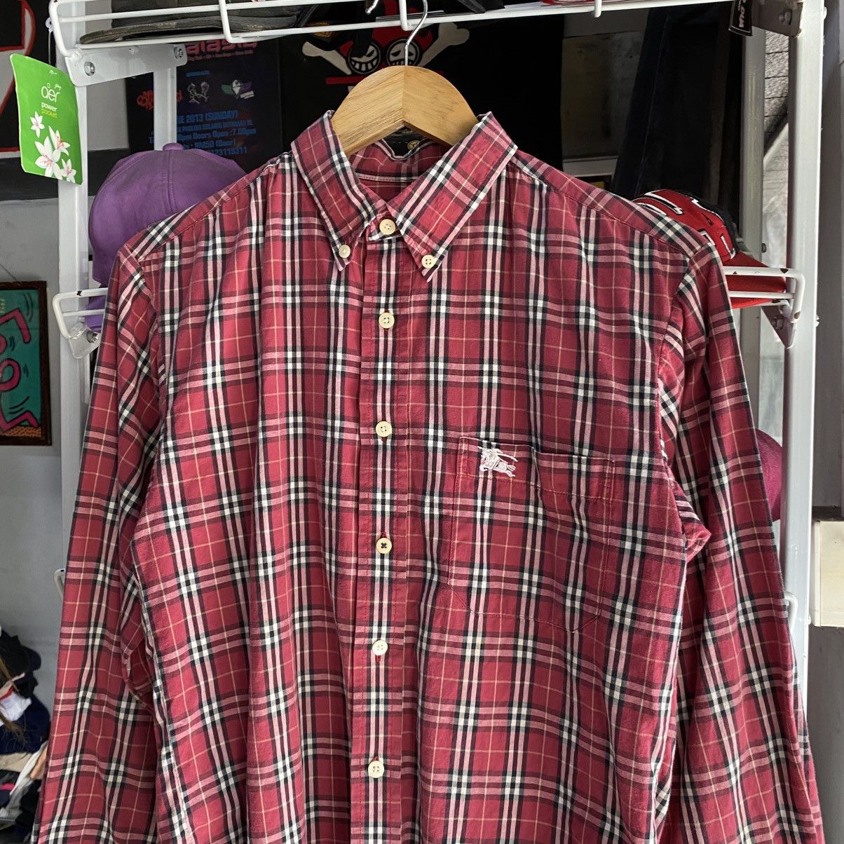 Burberry × Vintage Burberry Nova Check Light Maroon Shirt Button UP Size M Size US M / EU 48-50 / 2 - 3 Thumbnail