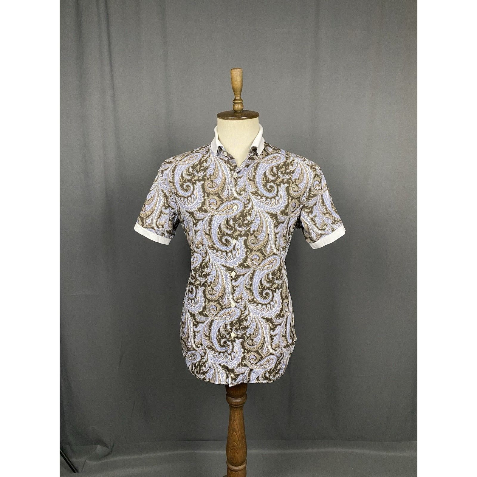 Brioni Brioni Men's Multicolor Blue Paisley Shortsleeve Shirt Size Size US XL / EU 56 / 4 - 3 Thumbnail