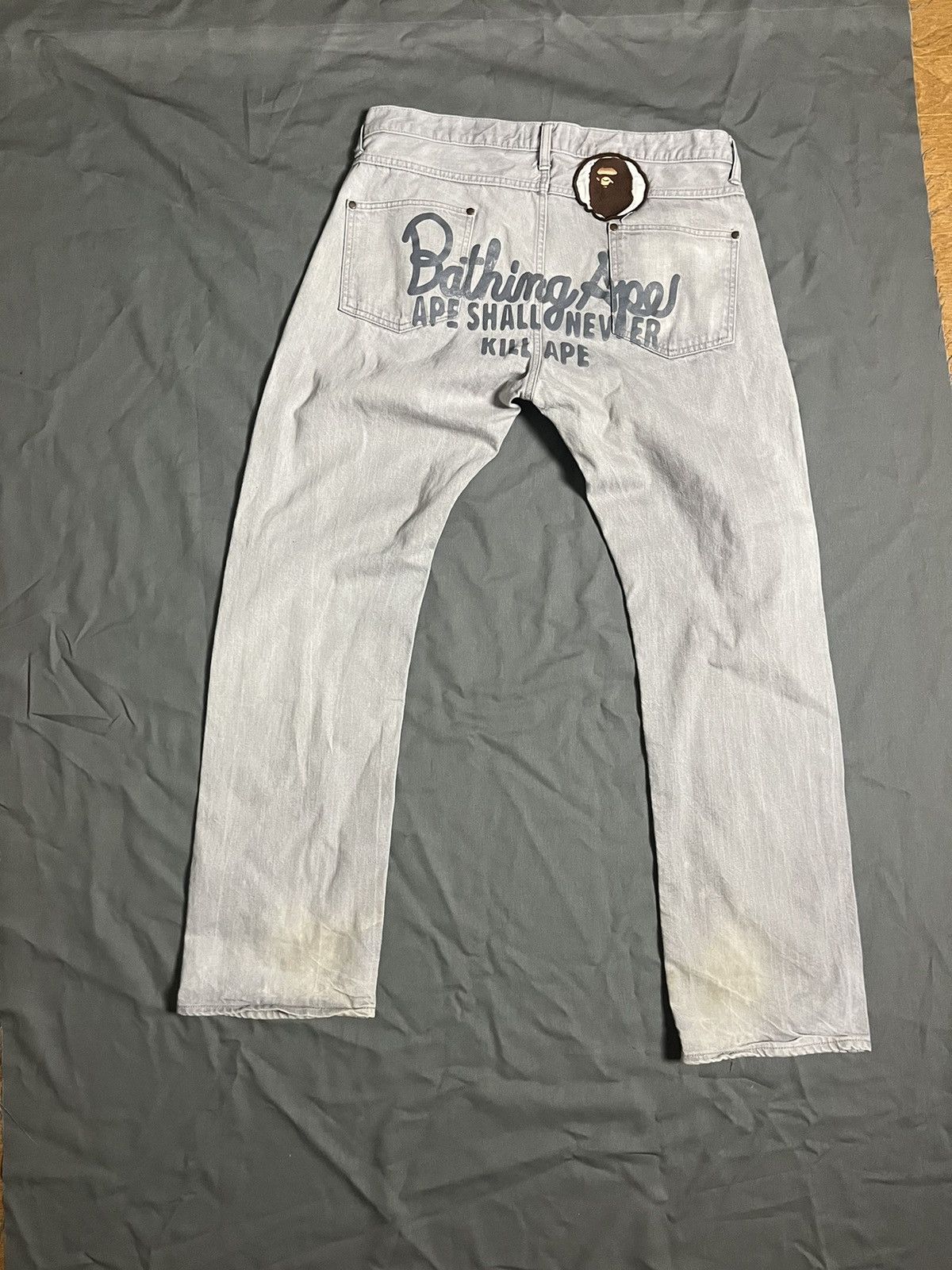 Image of Bape Denim Pants A Bathing Ape Size L in Grey, Men's