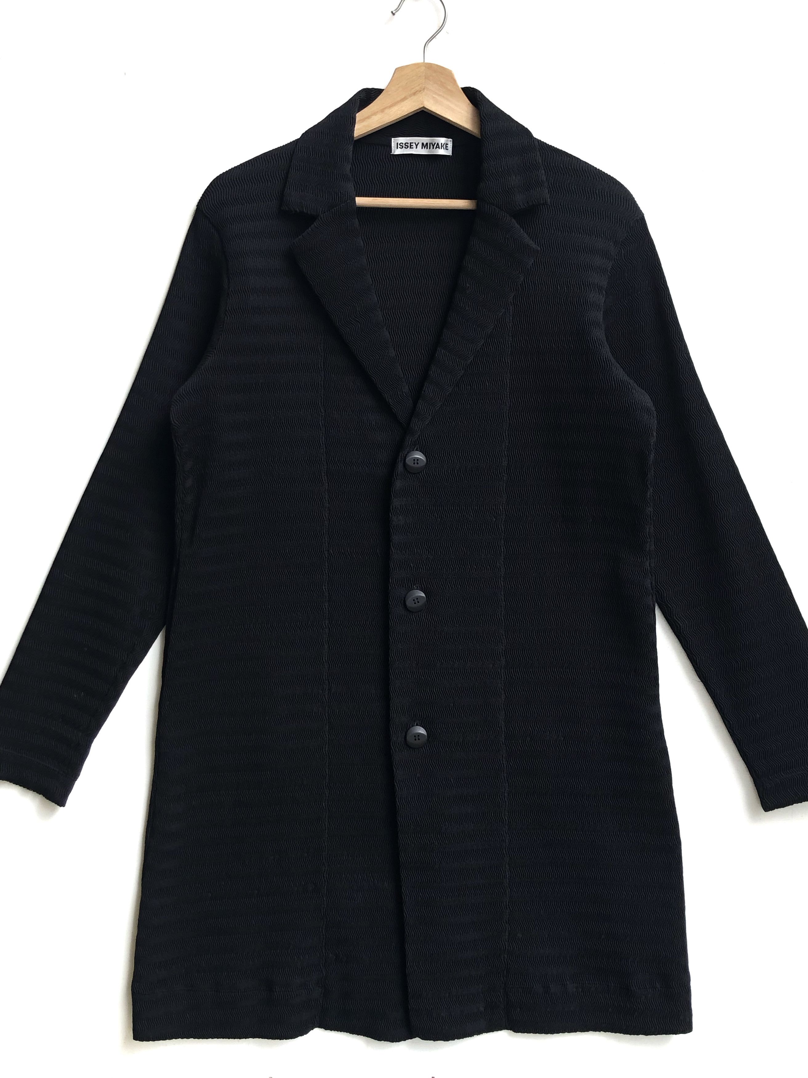 Issey Miyake RARE🔥A/W2006 STRIPE PLEAT TEXTURED WOOL MID COAT Size M / US 6-8 / IT 42-44 - 3 Thumbnail