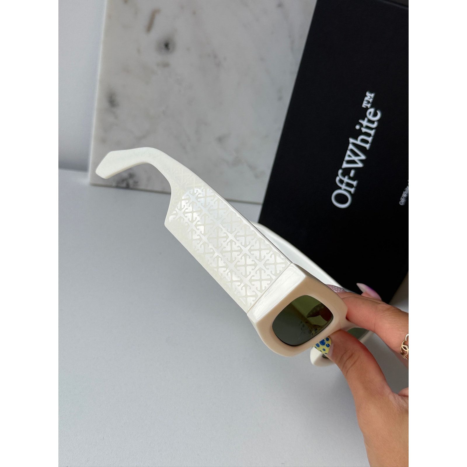 Off-White NEW Off White Cary White Rectangular Sunglasses Size ONE SIZE - 5 Thumbnail