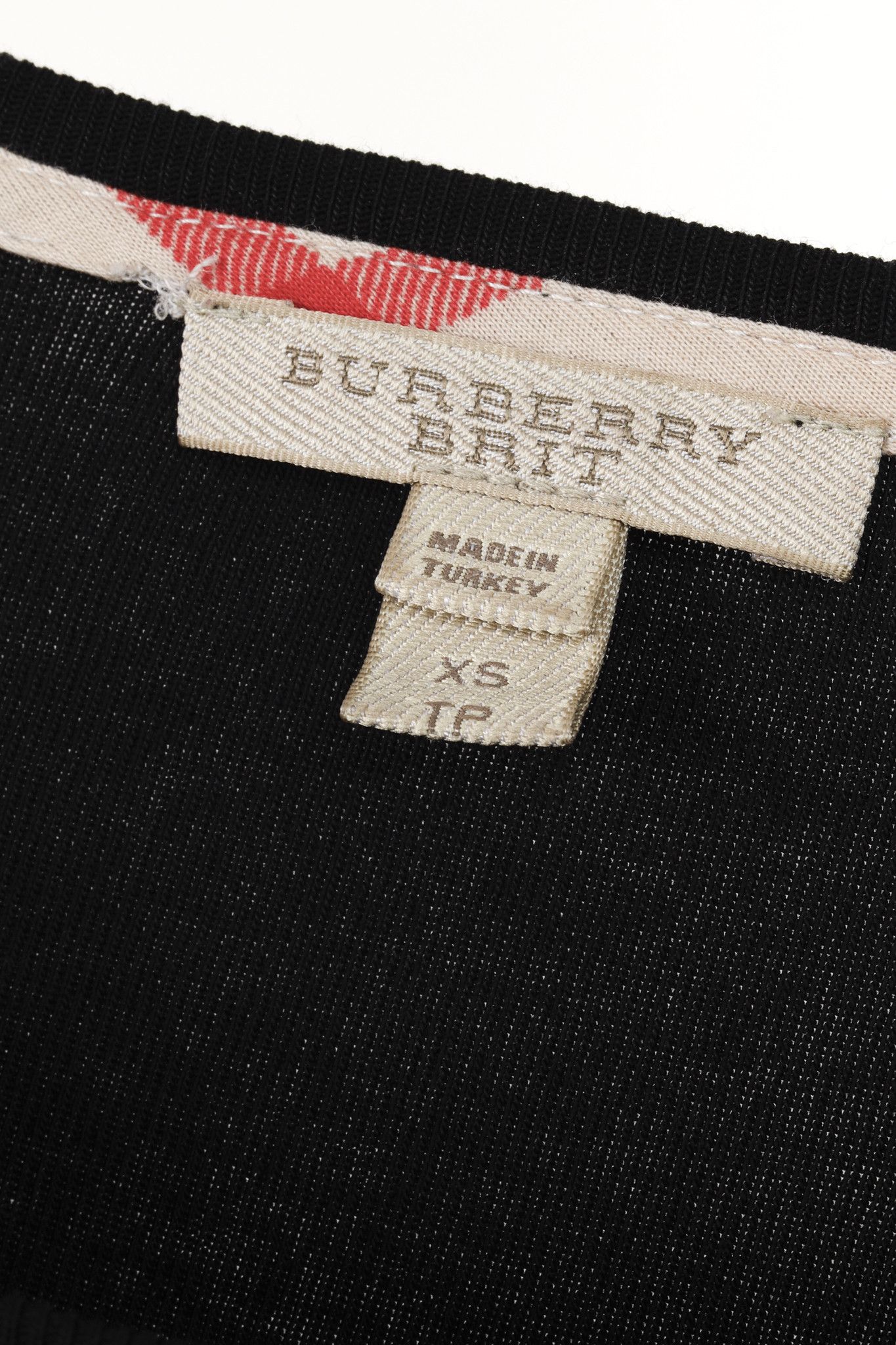 Burberry Burberry Brit Black Check-Cuff 3/4-Sleeve T-Shirt Size XS / US 0-2 / IT 36-38 - 4 Thumbnail