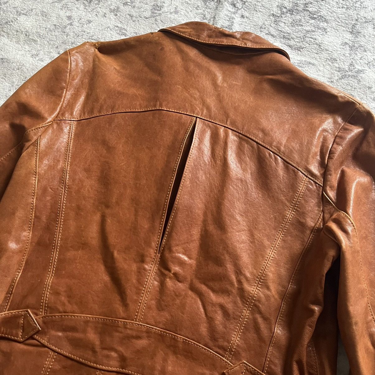 If Six Was Nine × Japanese Brand × Le Grande Bleu (L.G.B.) Led Rechwe Silk Lined Leather Jacket | Size L Size US L / EU 52-54 / 3 - 9 Thumbnail