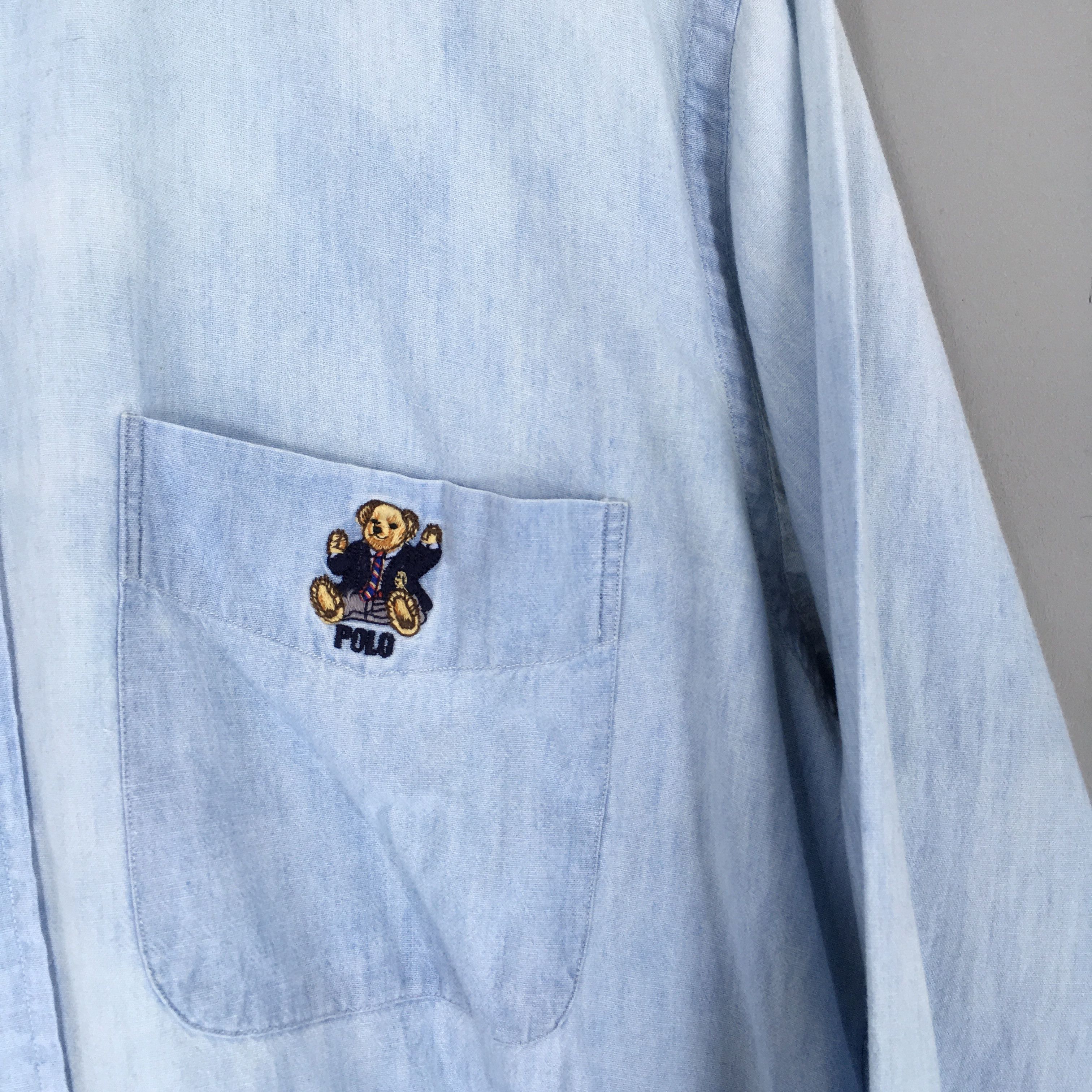 Polo Ralph Lauren Vintage Polo Bear Ralph Lauren Blue Oxford Shirt Medium Size US M / EU 48-50 / 2 - 7 Thumbnail
