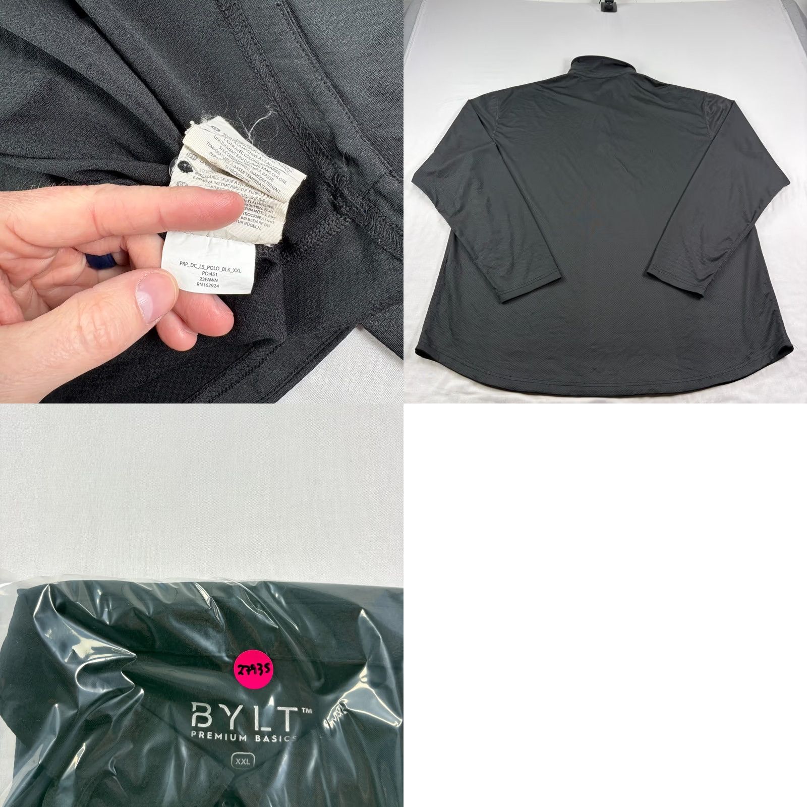 Vintage BYLT Polo Shirt Mens 2XL Black Drop Cut Long Sleeve Performance Golf Stretch Shirt Size US XXL / EU 58 / 5 - 8 Thumbnail