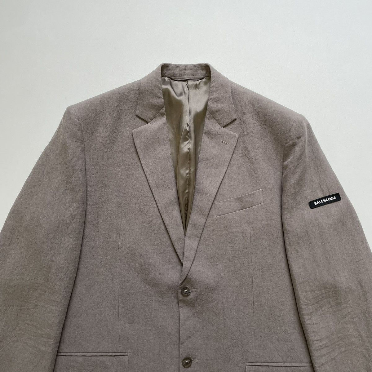 Balenciaga Light Grey Linen Oversized Blazer Size 38R - 2 Thumbnail