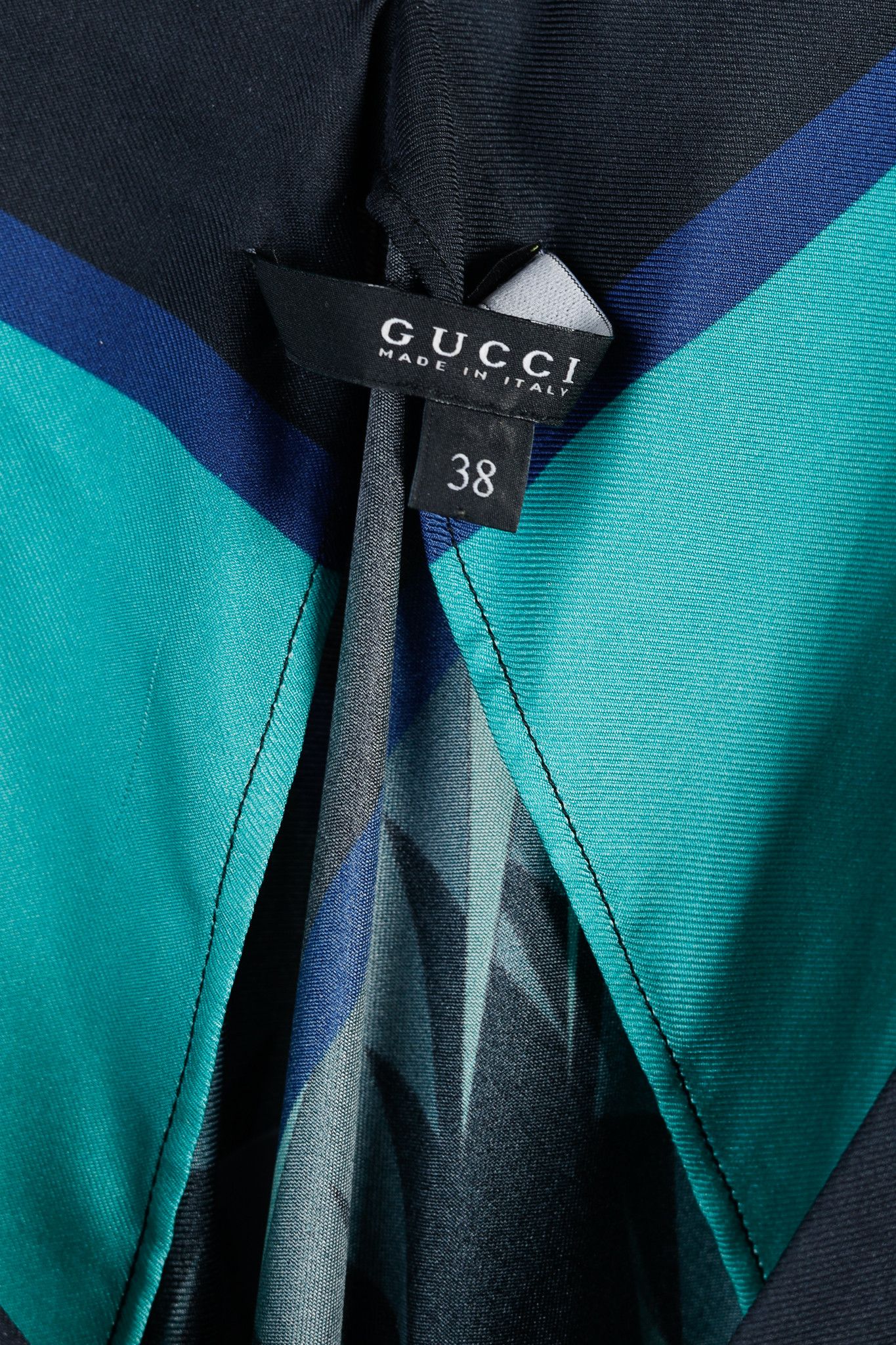 Gucci Gucci SS/09 Runway Teal Geometric Silk Scarf Top Size XS / US 0-2 / IT 36-38 - 4 Thumbnail