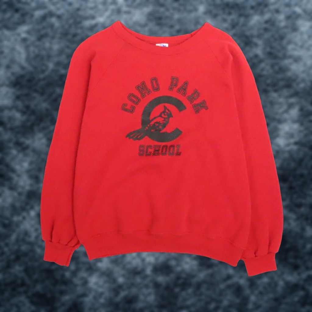 VINTAGE Unbranded Sweatshirt Crewneck Shirt Men L Red 90s 80s Como Park School