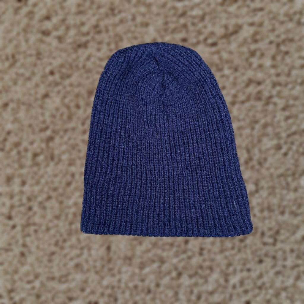 Vintage Blue Beanie Hat Adult One Size Knit 100% Acrylic Lightweight Ski Unisex Size ONE SIZE - 1 Thumbnail