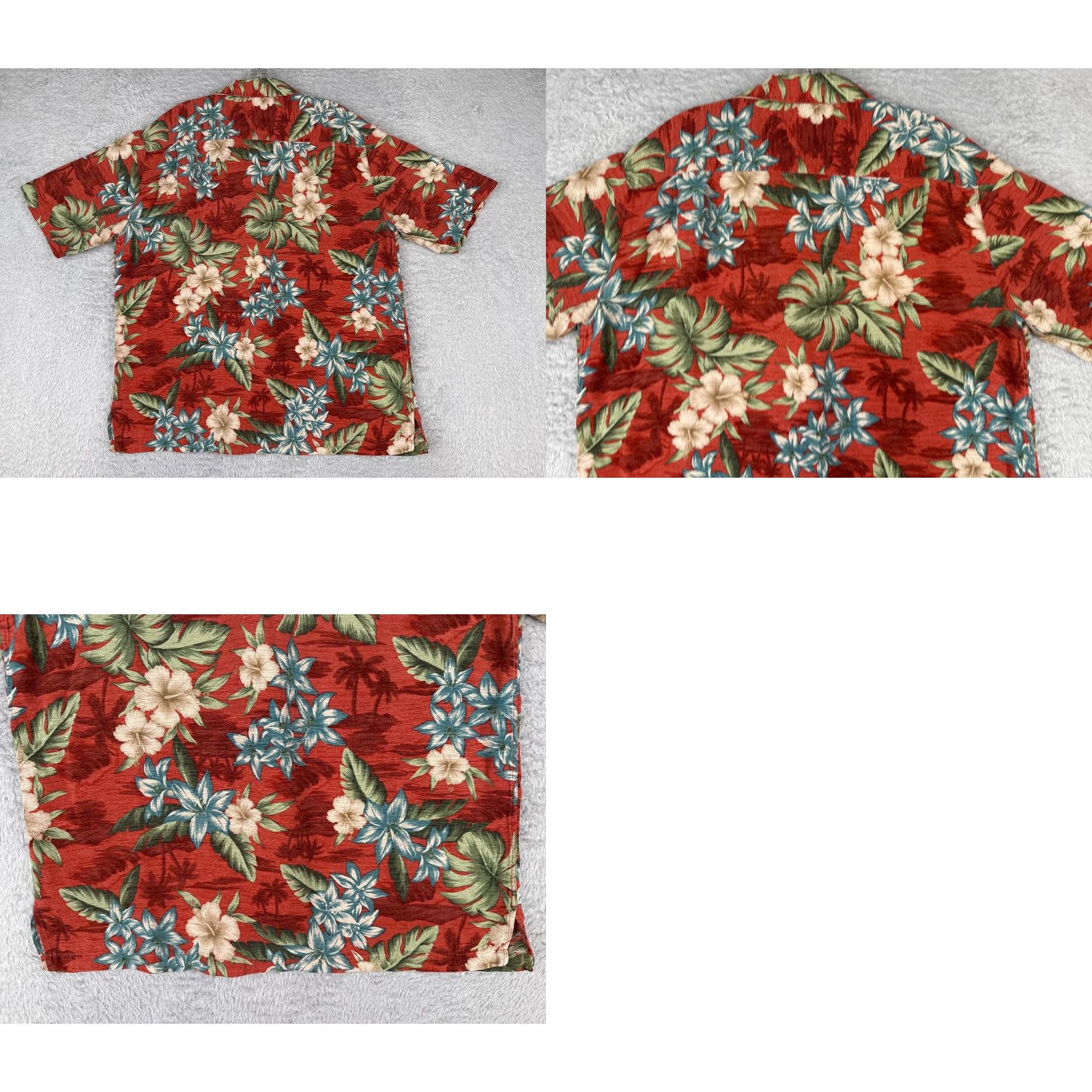 Vintage Havana Jack's Cafe Shirt Men Large Red Floral Hibiscus 100% Silk Hawaiian Beach Size US L / EU 52-54 / 3 - 9 Thumbnail
