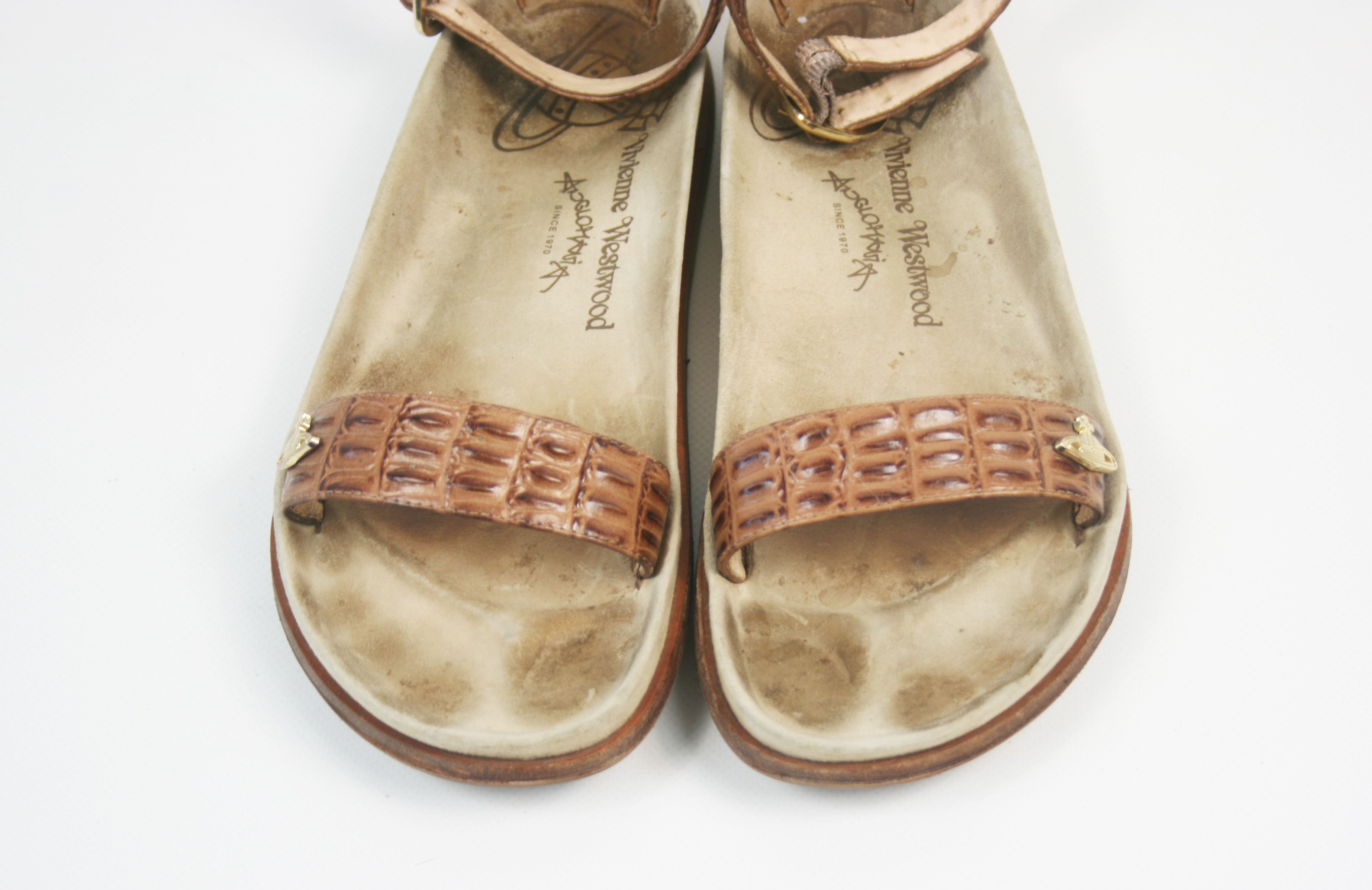 Vivienne Westwood 00S Orb Logo Faux Croco Leather Gladiator Sandals Y2K Size US 10 / IT 40 - 6 Thumbnail