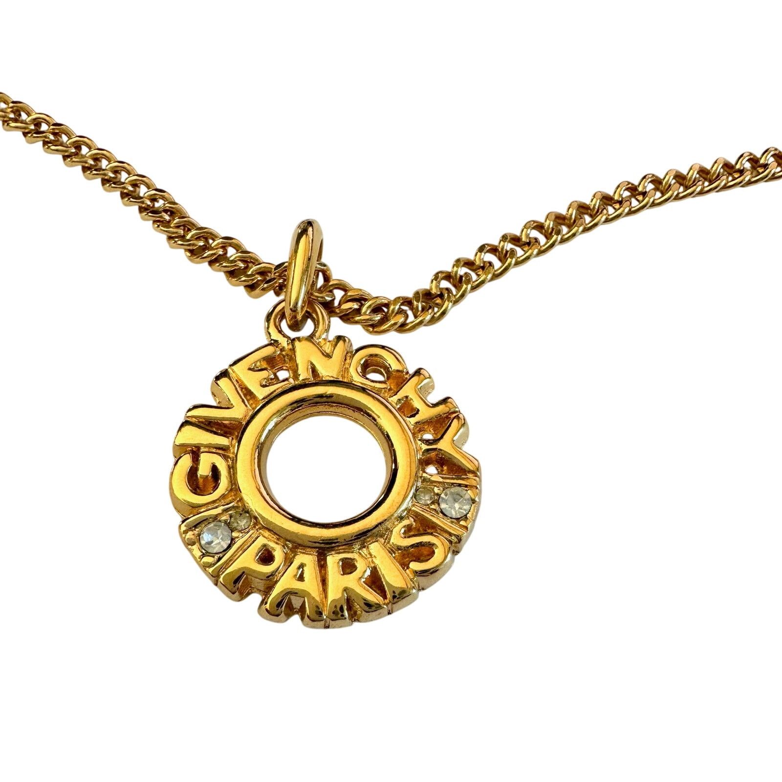Givenchy Givenchy Paris Round Pendant with Rhinestones Necklace Size ONE SIZE - 1 Thumbnail