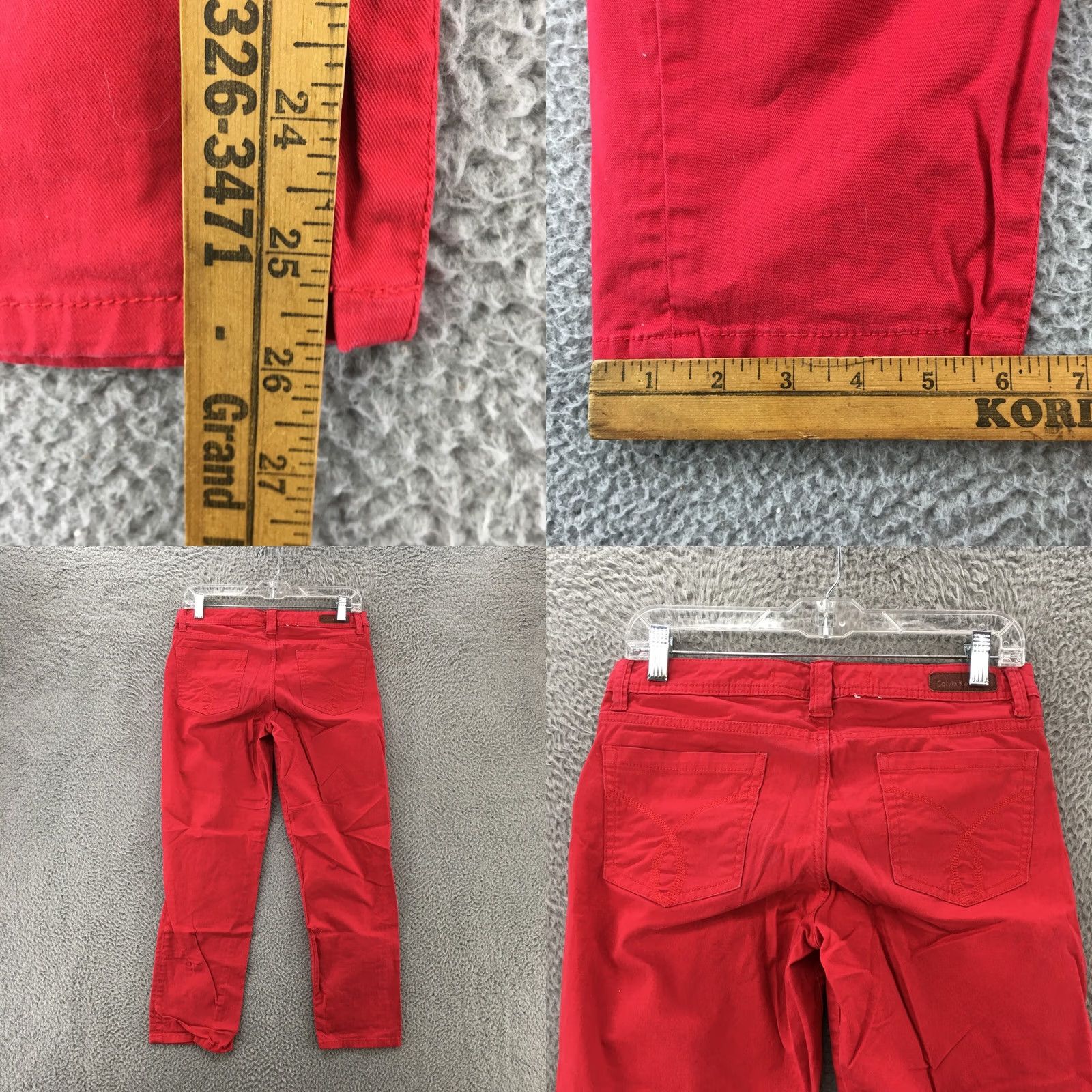 Calvin Klein Calvin Klein Skinny Crop Pants Womens 6 Red Mid Rise 5 Pockets Flat Front Casual Size 28" / US 6 / IT 42 - 8 Thumbnail