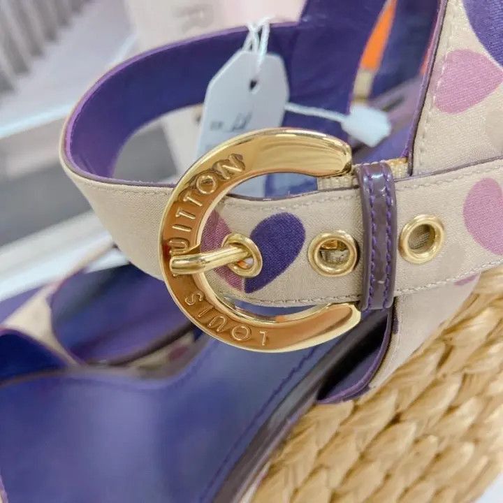 Louis Vuitton Louis Vuitton Purple Heeled Wedge Sandals -2508 Size US 6 / IT 36 - 7 Thumbnail