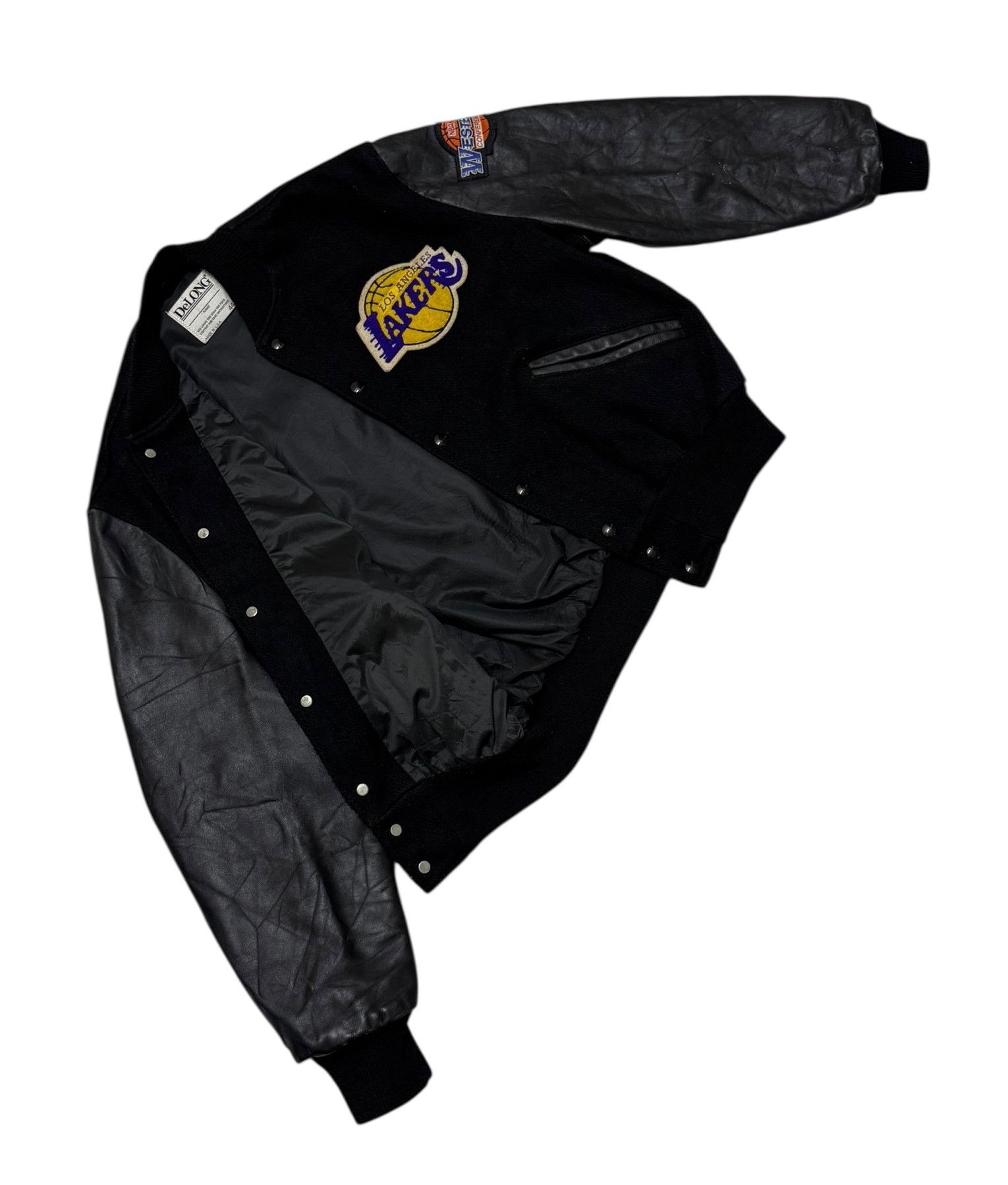 Delong Delong Lakers Big Logo Leather Wool Varsity Jacket Size US L / EU 52-54 / 3 - 14 Thumbnail