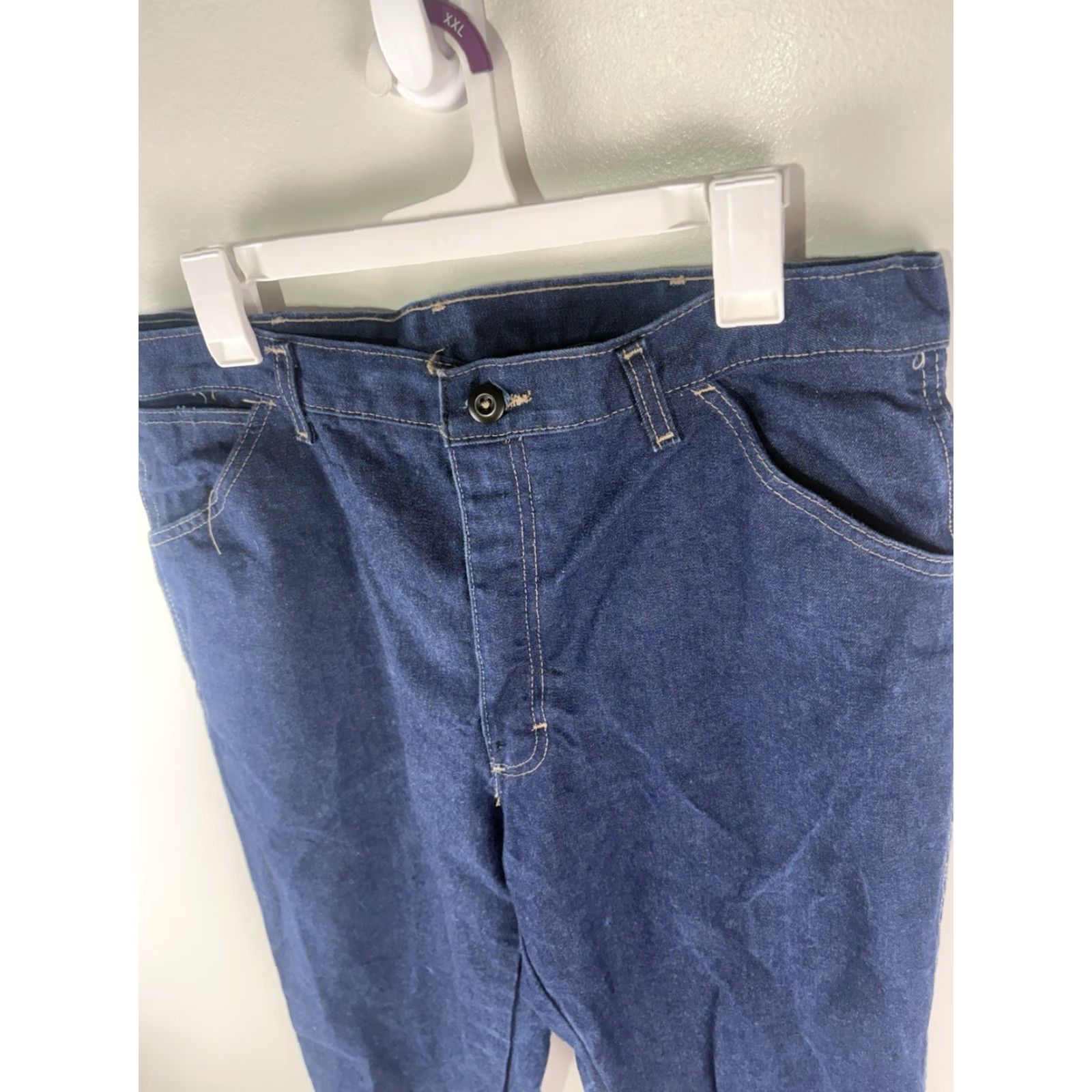 Vintage Bulwark FR Jeans Flame-Resistant Men's Straight Denim Size 36X30 Dark Wash Blue USA Size US 36 / EU 52 - 2 Thumbnail