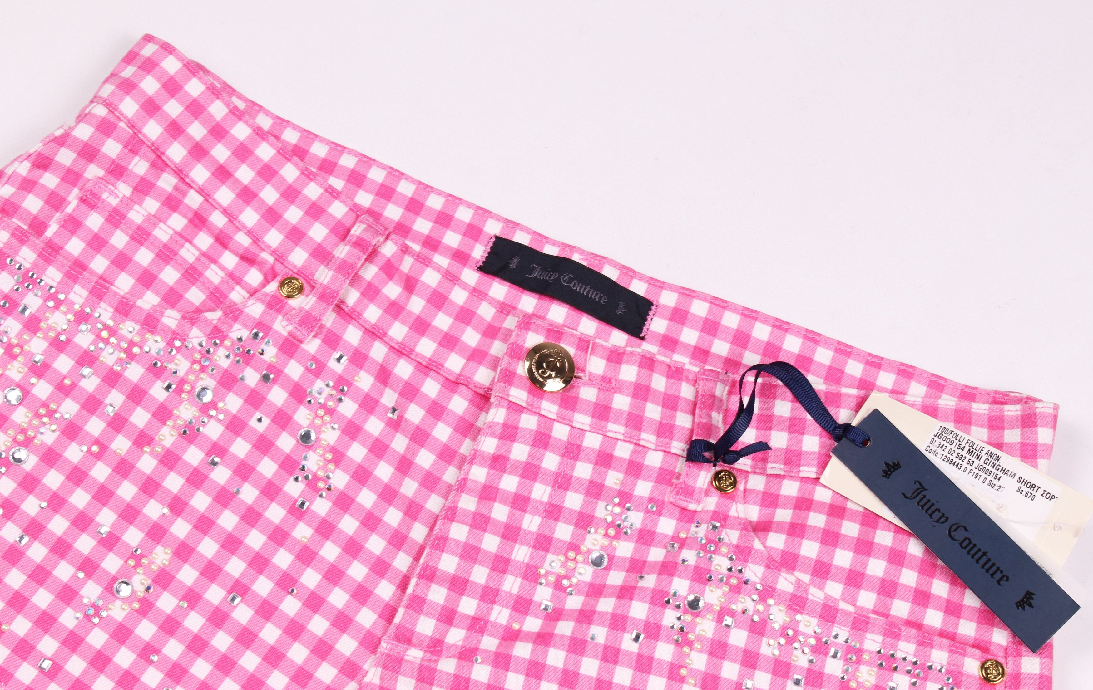 Juicy Couture × Vintage Juicy Couture Vintage Y2K Checkered Pink Barbie Shorts Size 30" / US 8 / IT 44 - 2 Thumbnail