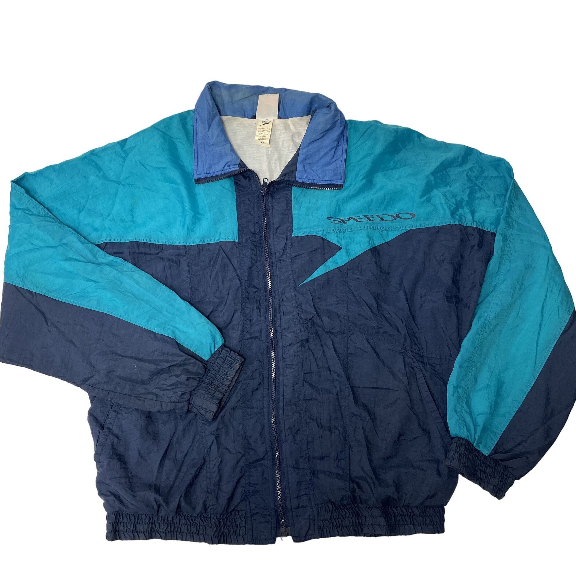 Speedo Vtg Speedo Blue GEOMETRIC Nylon COLORBLOCK Track Jacket Size US M / EU 48-50 / 2 - 1 Thumbnail