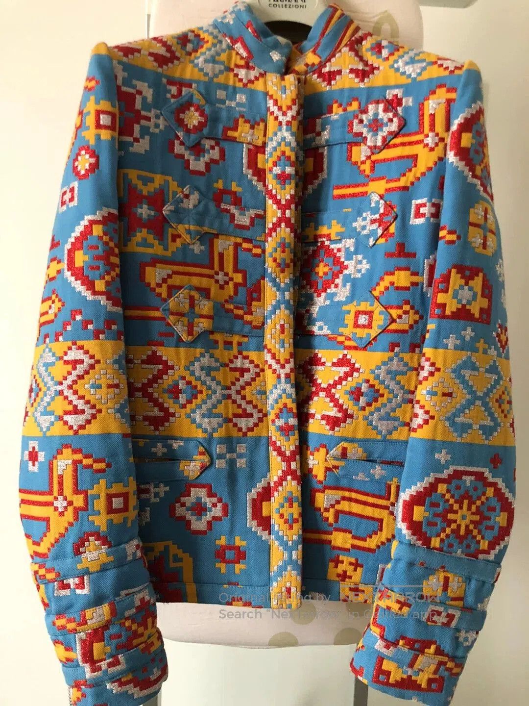 Valentino Valentino Blue Geometric Pattern Coat. Size M / US 6-8 / IT 42-44 - 1 Thumbnail