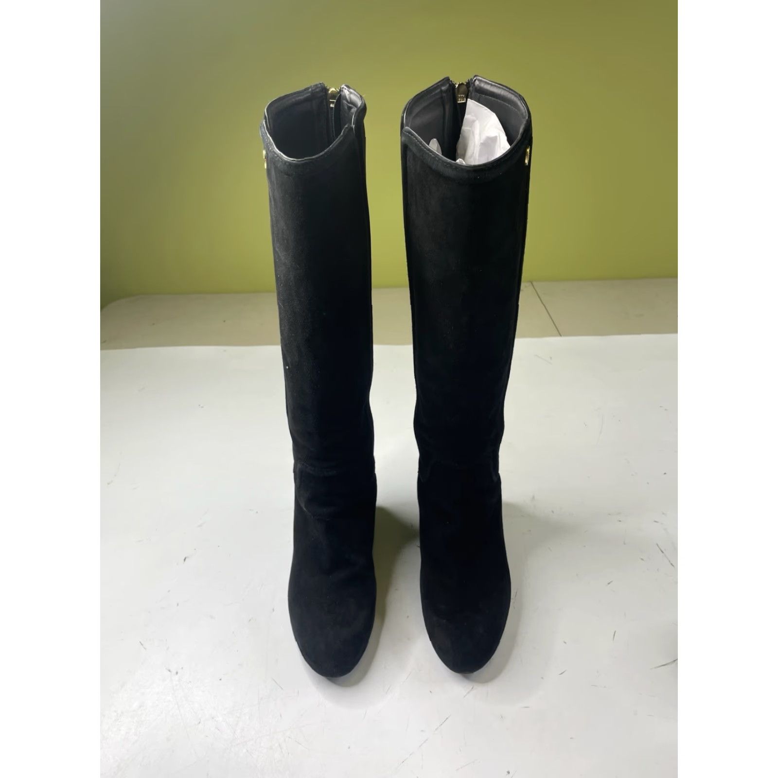 Tory Burch Tory Burch Irene Black Suede Wedge Boots Size 7.5 M Knee High Zip Logo Women Size US 8 / IT 38 - 2 Thumbnail