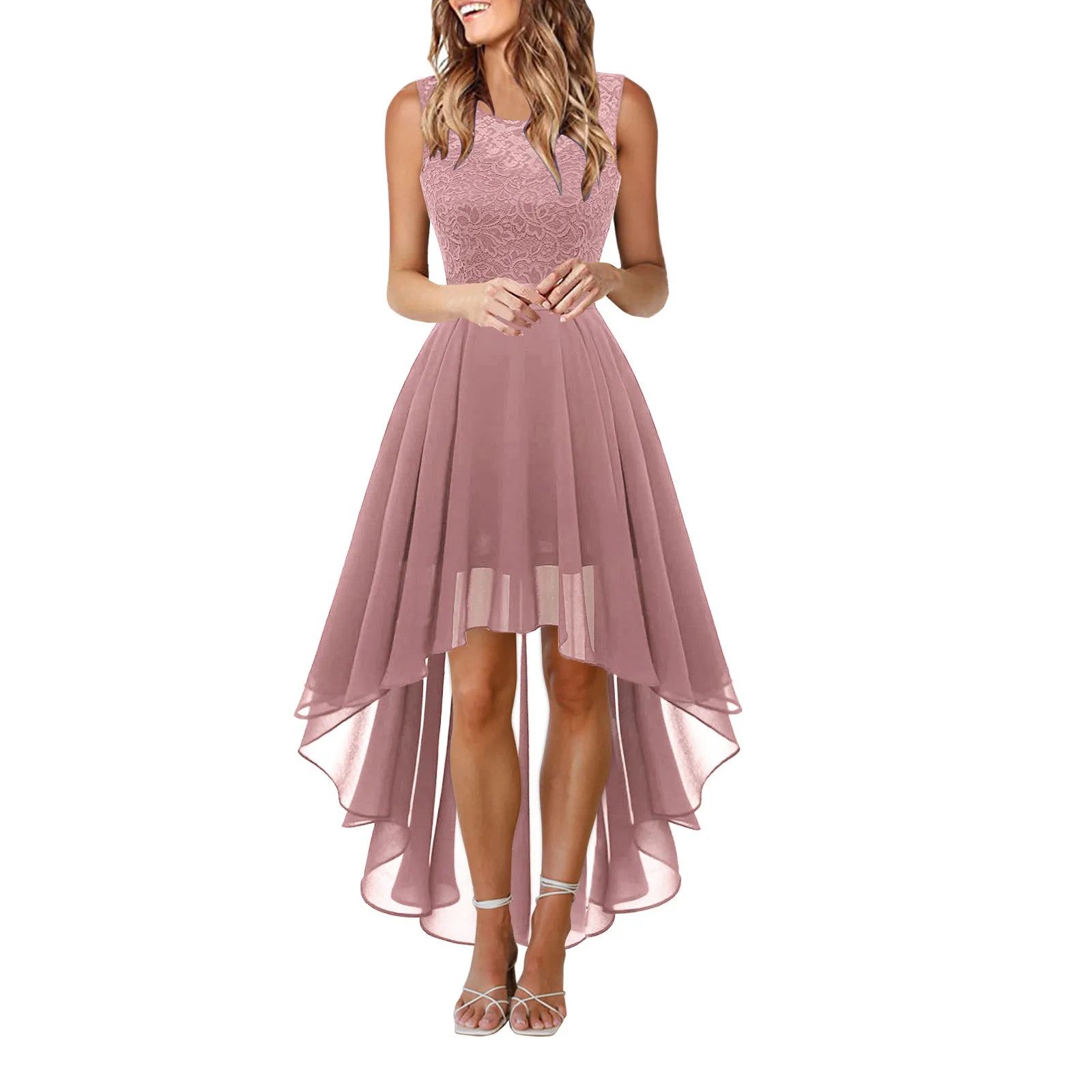 image of Women's 2024 Prom Dress Formal Wedding Guest Dress in Blush (Size Small)