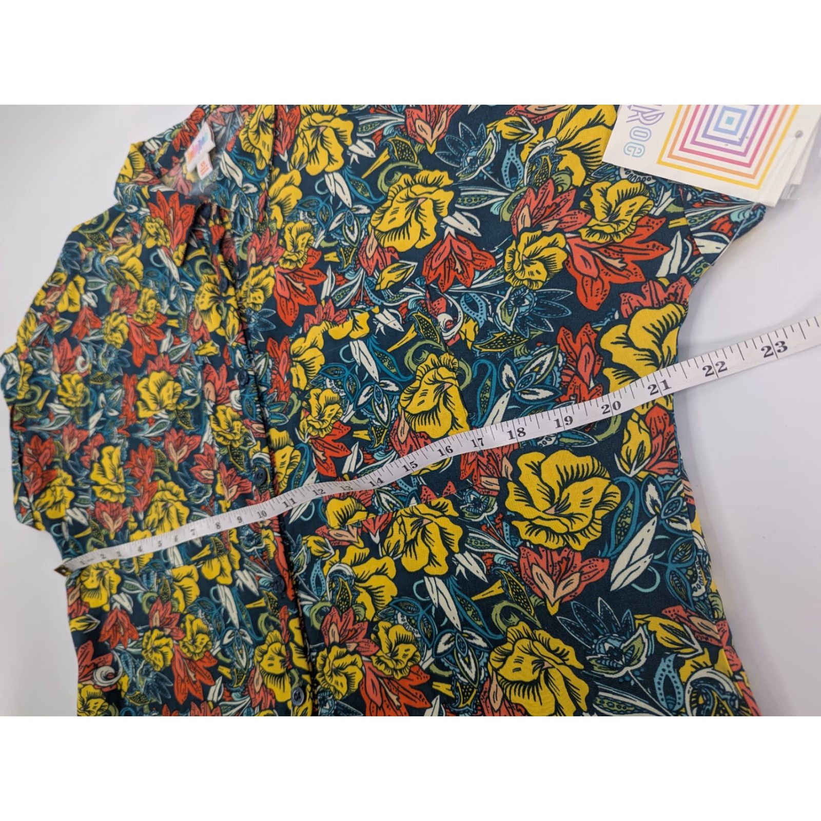 Vintage NWT LuLaRoe Amy Autumn Floral Woven Rayon Button Shirt Cap Sleeve Top XS Womens Size XS / US 0-2 / IT 36-38 - 4 Thumbnail