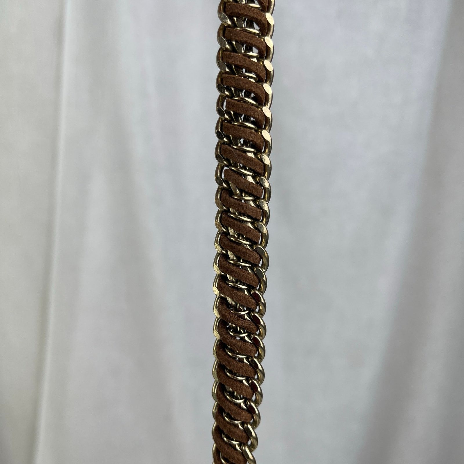 Other Gold Chunky Chain Bracelet Brown Braided Faux Leather NWOT Size ONE SIZE - 23 Thumbnail