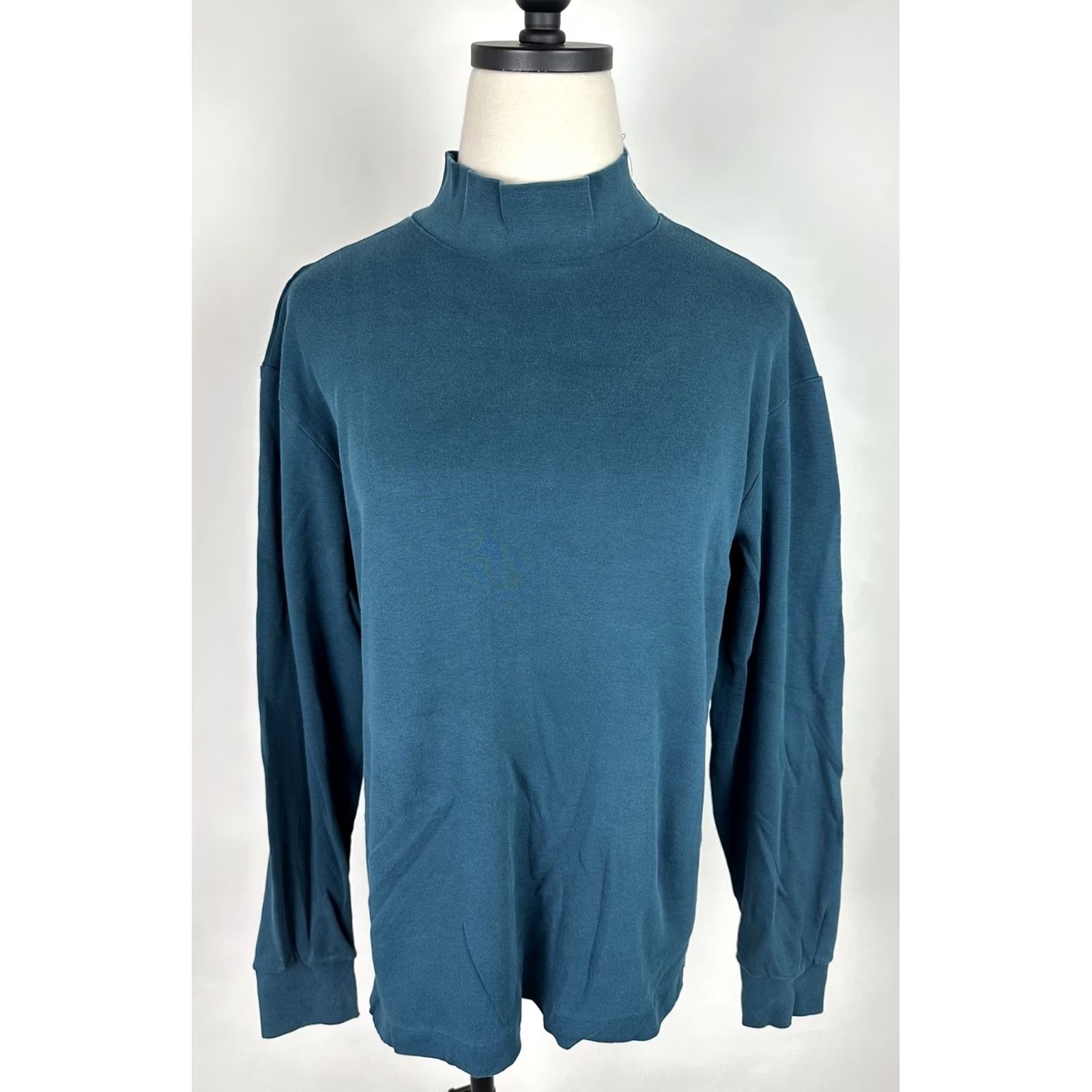 Lands' End VINTAGE Lands' End Mock Neck Shirt Womens Large Blue 90s Distressed Bohemian Grunge Casual Womens Size L / US 10 / IT 46 - 2 Thumbnail