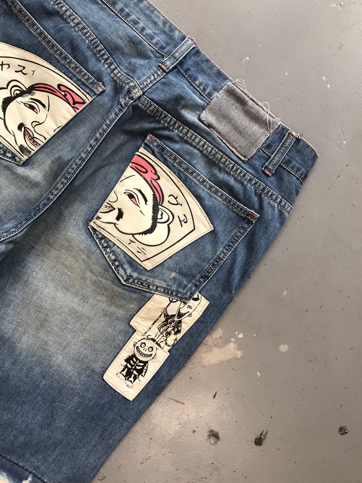 Japanese Brand × Vintage Vintage Evisu inspired daromadoll patch work denim jort Size US 34 / EU 50 - 7 Thumbnail