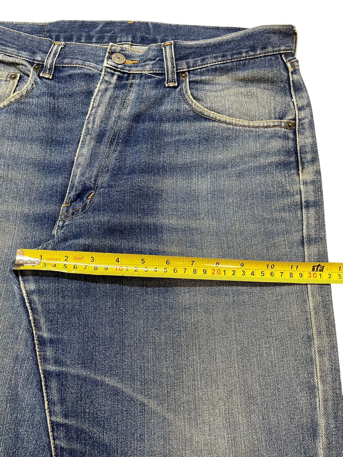 Denime Vintage Y2K Japanese Brand Blue Faded Wash Wide Leg Baggy Size US 33 - 15 Thumbnail