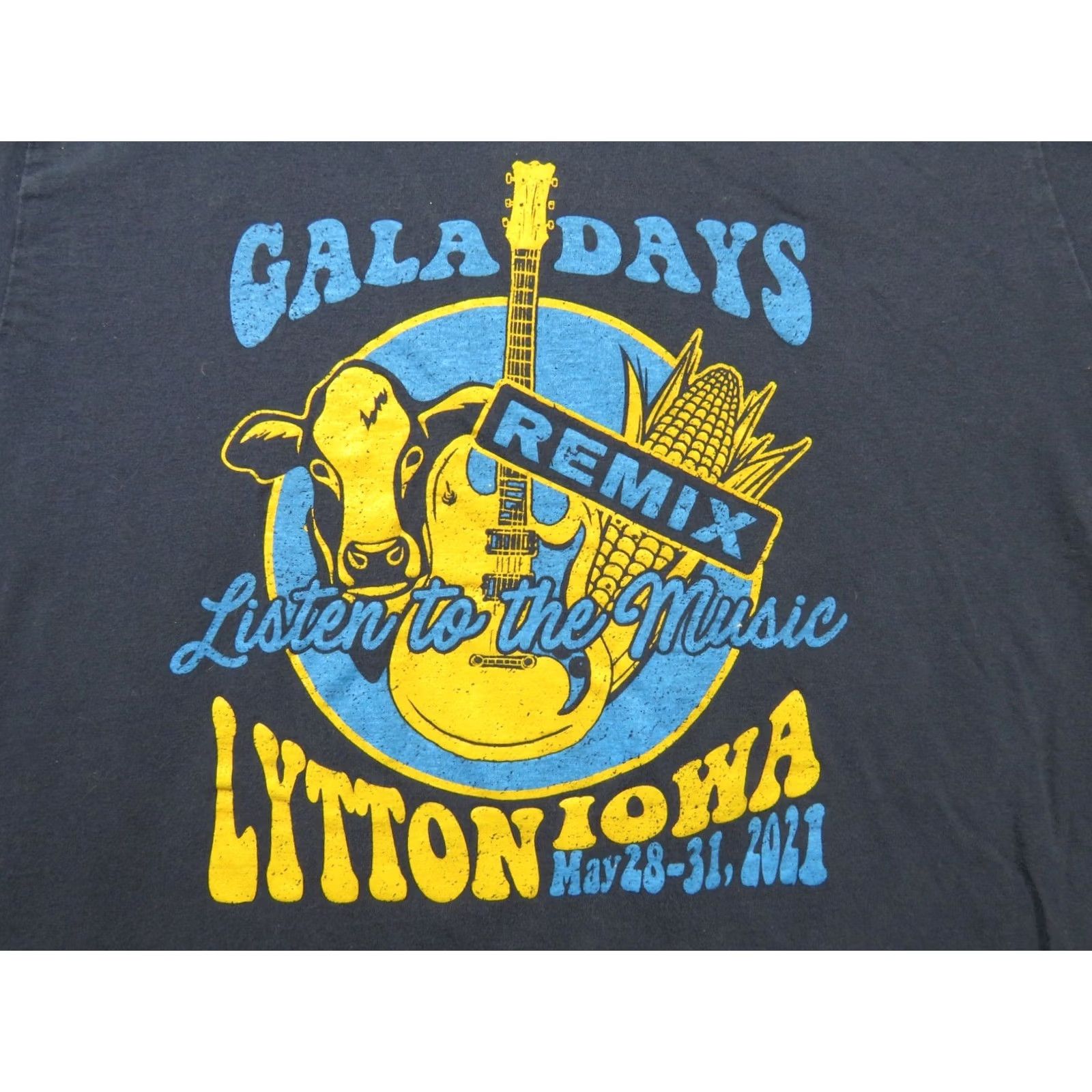 Port & Company VTG Gala Days Remix Lytton Iowa 2021 Cows Corn Guitars Blue Shirt L -Vintage Size US L / EU 52-54 / 3 - 2 Thumbnail