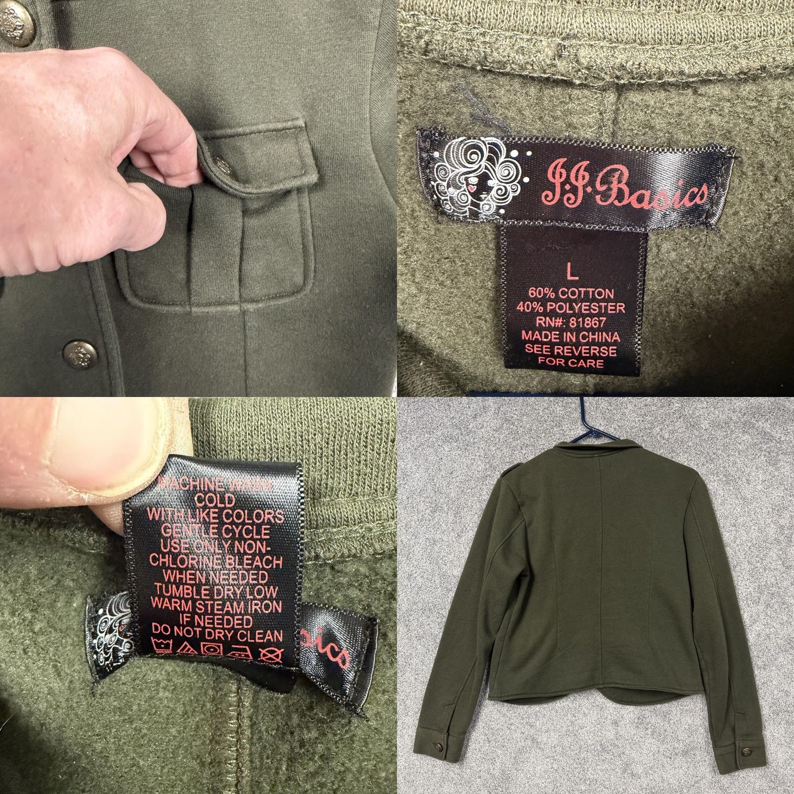 Vintage VINTAGE JJ Basics Jacket Green Military Fleece Buttons Pockets Army Chic Women L Size L / US 10 / IT 46 - 8 Thumbnail