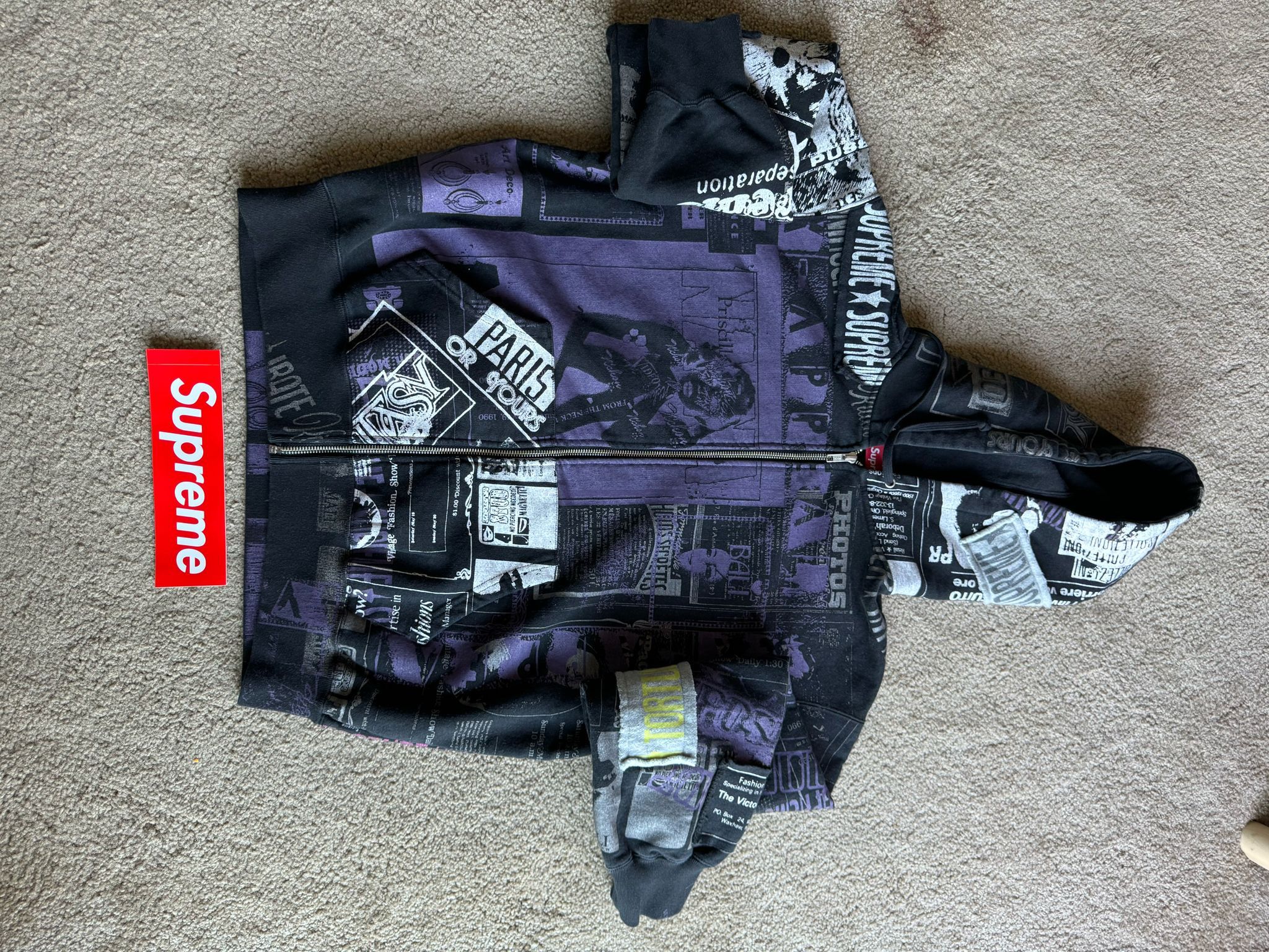 【Supreme】Collage Zip Up Hooded Sweatshirt★Black★24SS★ Supreme Collage Zip Up Hooded Sweatshirt Black SS24 – UniqueHype