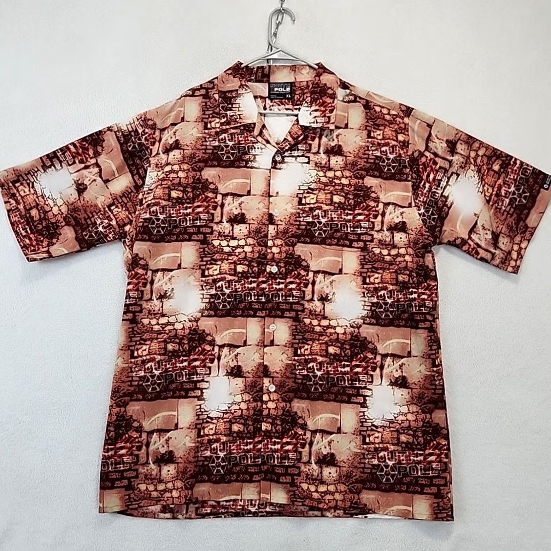 Southpole VINTAGE SOUTHPOLE Shirt Men’s XL Red Bricks Graffiti Y2K Short Sleeve Beach Vacation Size US XL / EU 56 / 4 - 6 Thumbnail