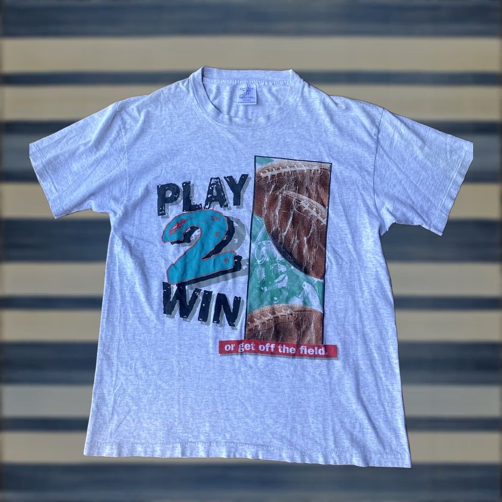 Vintage VINTAGE College Ware Football T-Shirt XL Gray Crew Neck Short Sleeve 90s Sports Soccer Logo Graphic Print Mens Size US XL / EU 56 / 4 - 1 Thumbnail